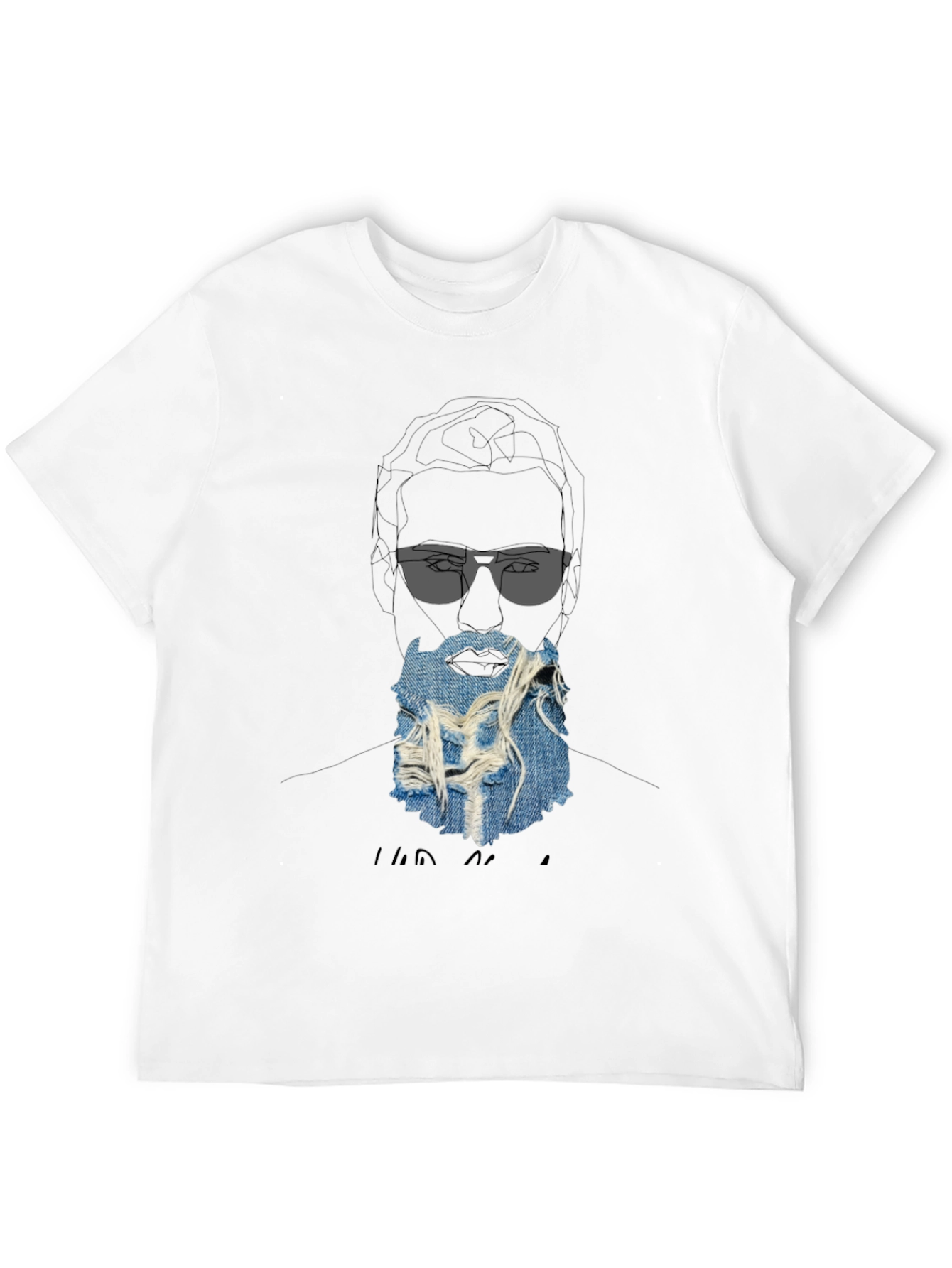 Graphic Print T-Shirt with Denim Beard