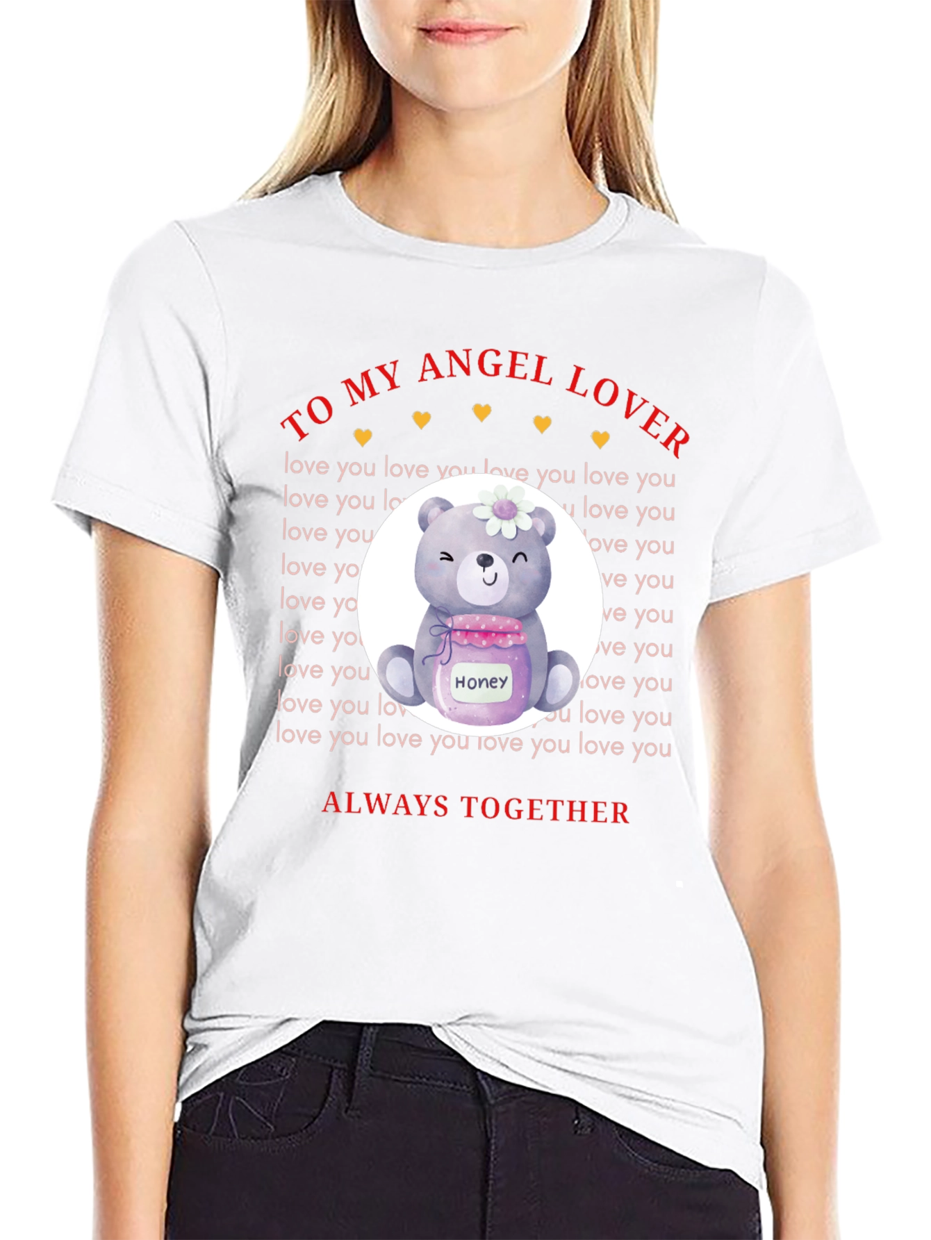 Angel Lover Bear Honey Jar Graphic T-Shirt