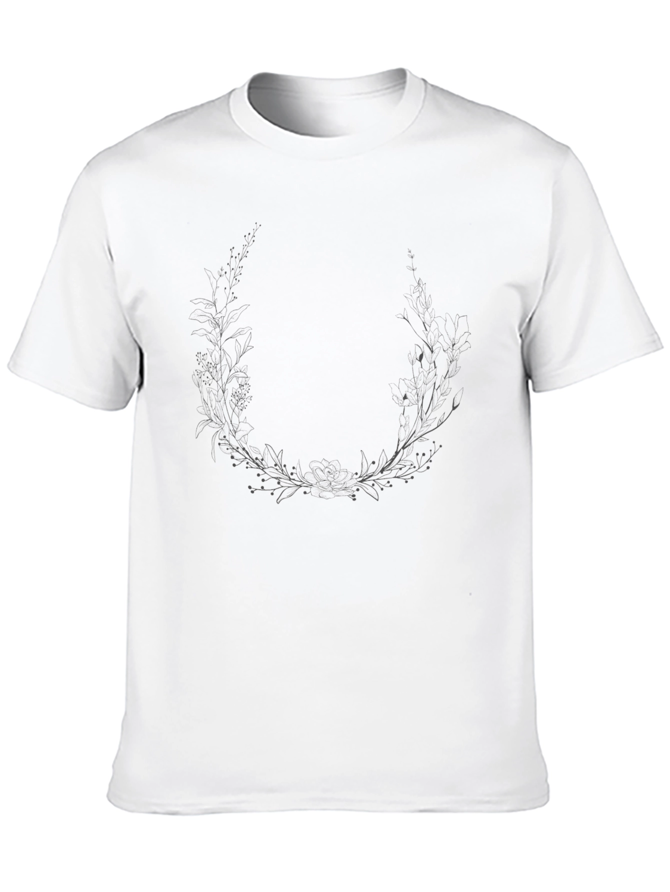 Botanical Wreath Graphic Tee - Classic Black T-Shirt