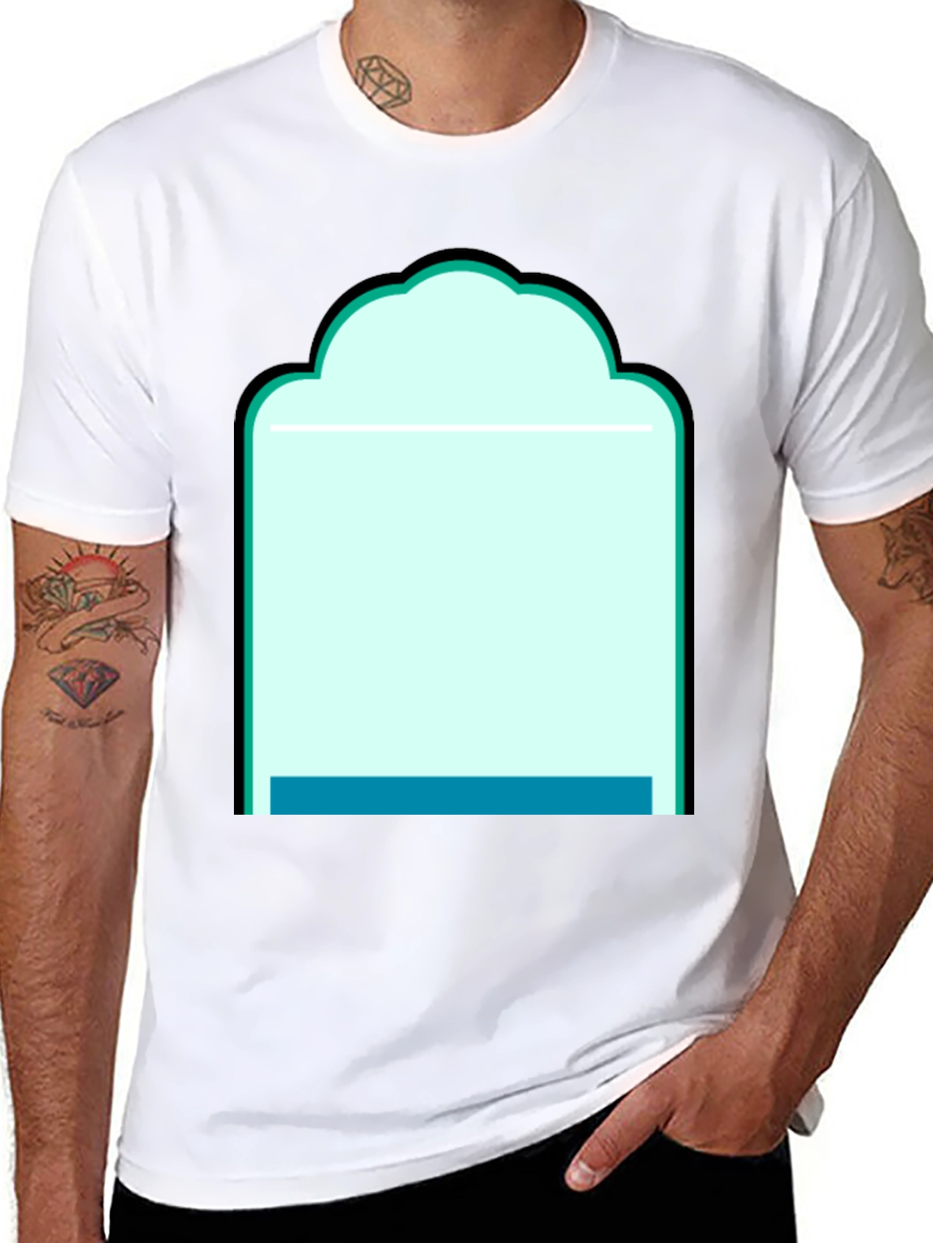 Graphic Tee - Abstract Teal Window Design