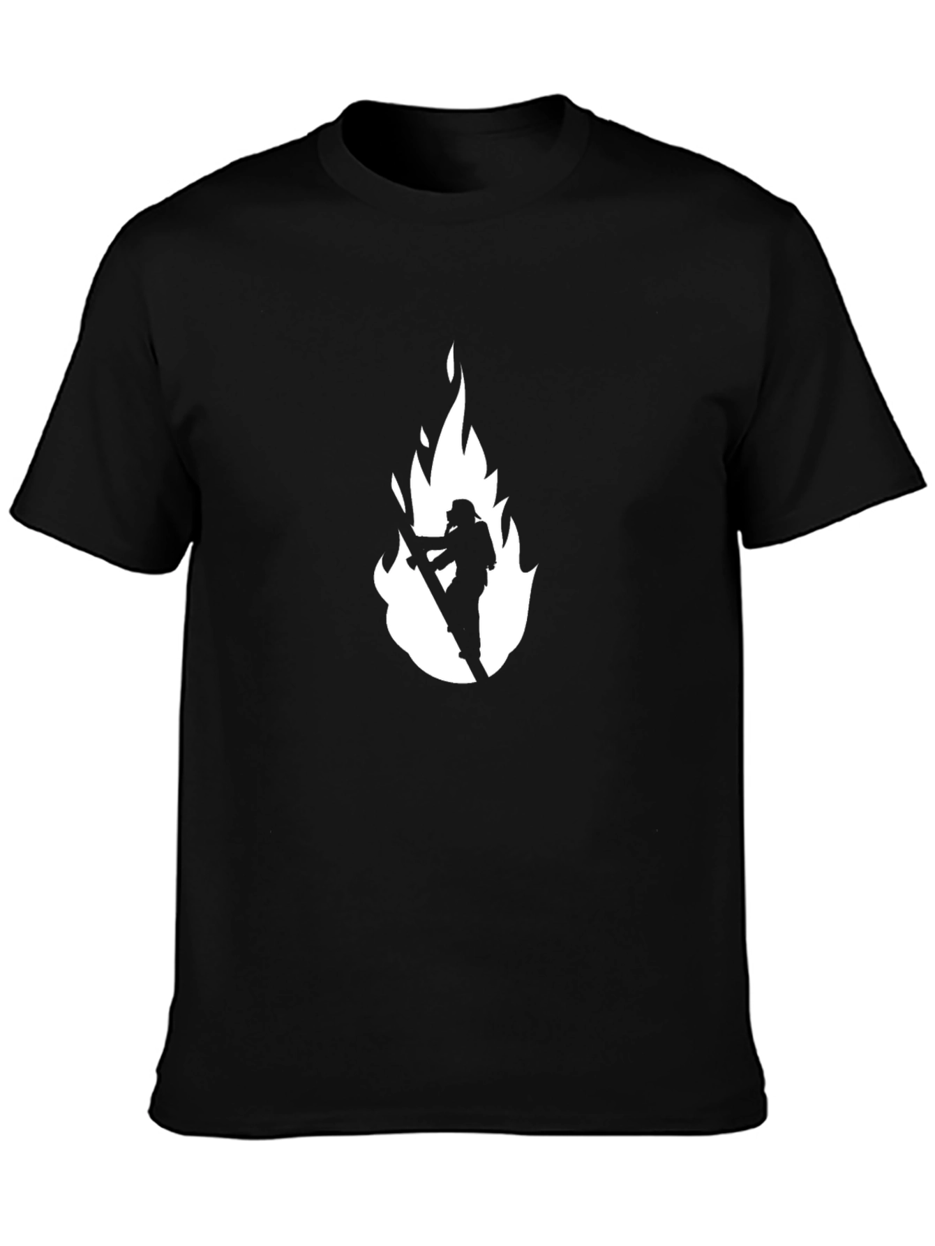 Firefighter Flame Graphic T-Shirt - Black Cotton Tee