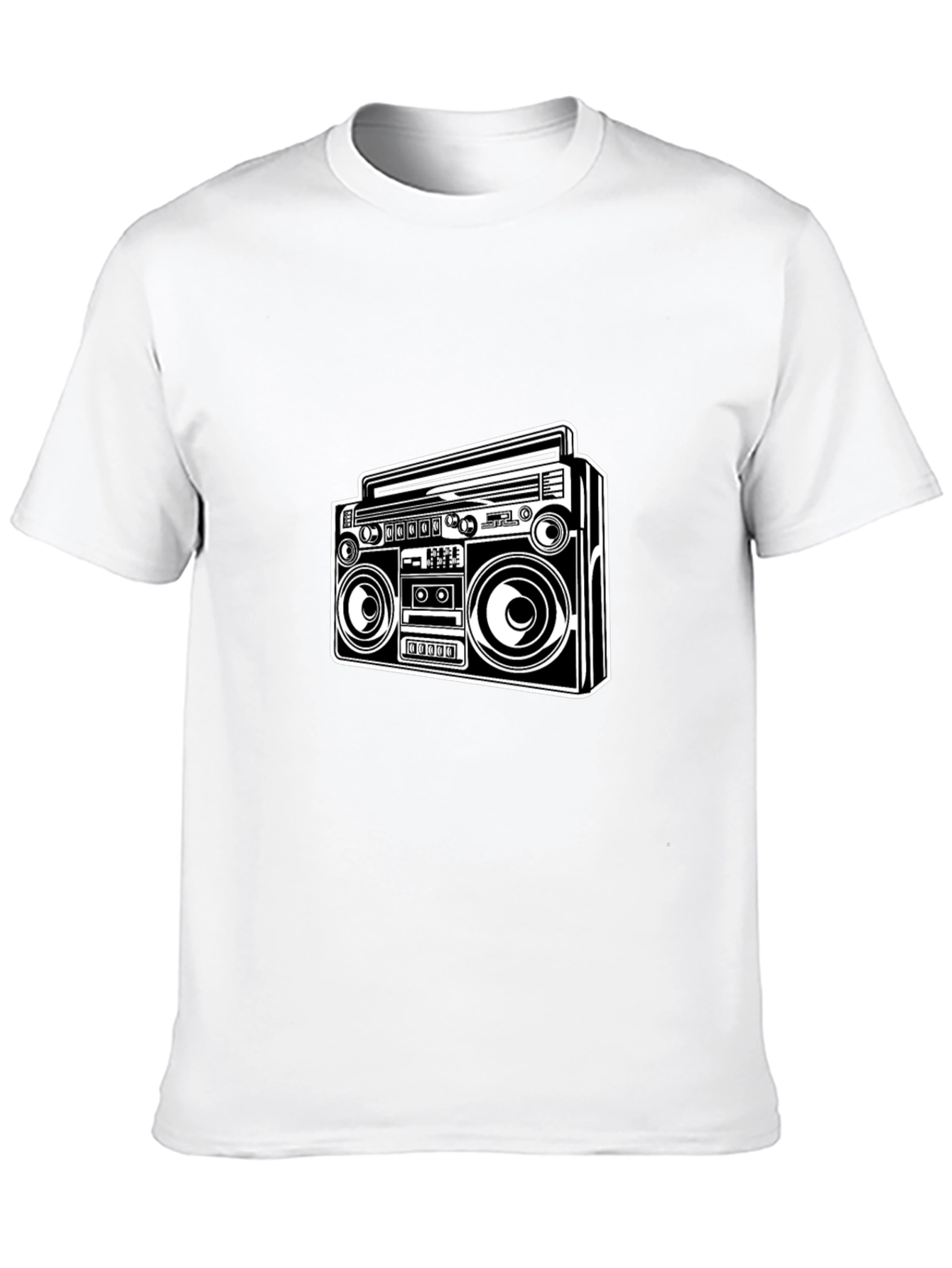 Retro Boombox Graphic Tee - Classic Black T-Shirt