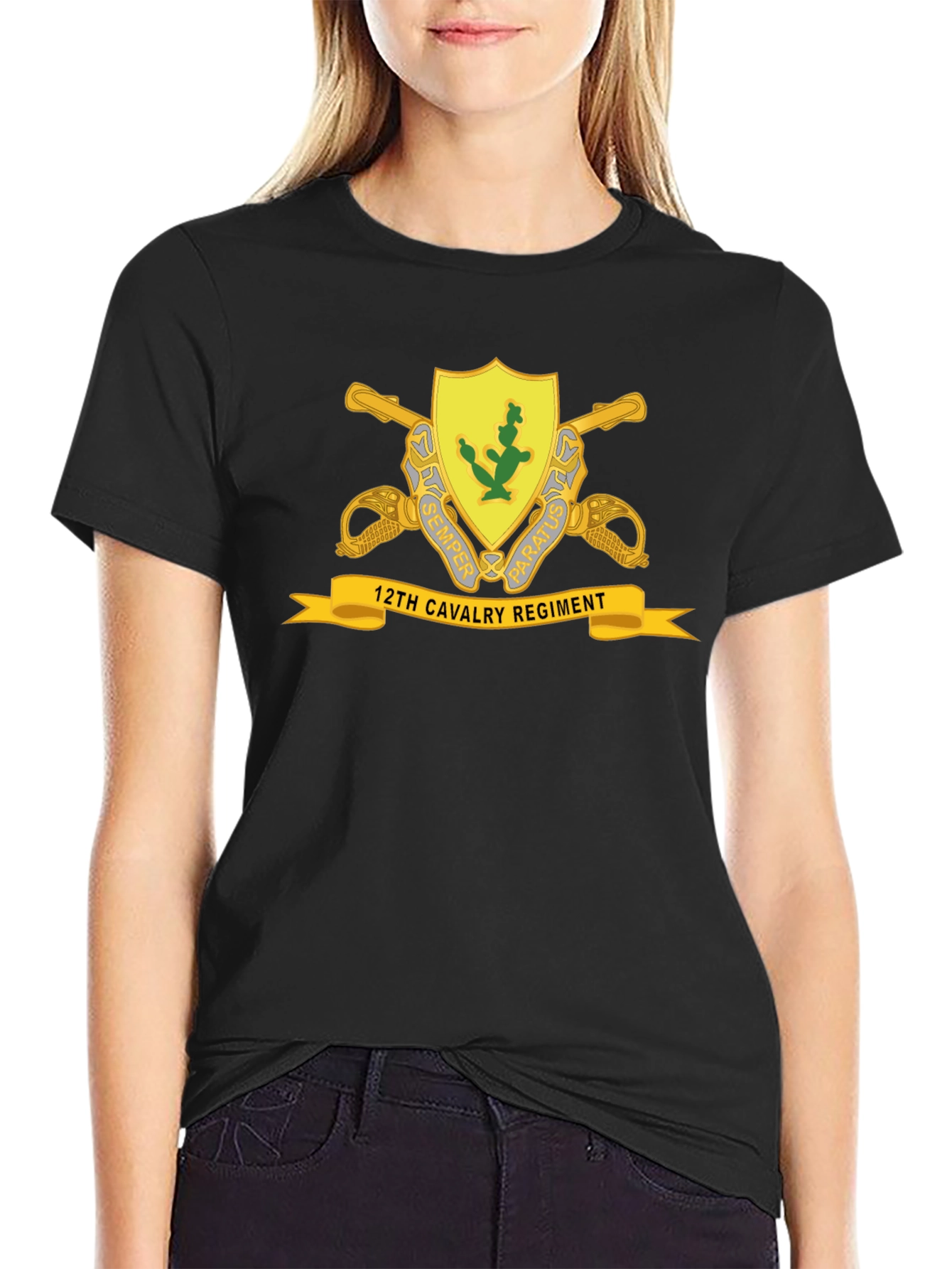 12th Cavalry Regiment Black T-Shirt