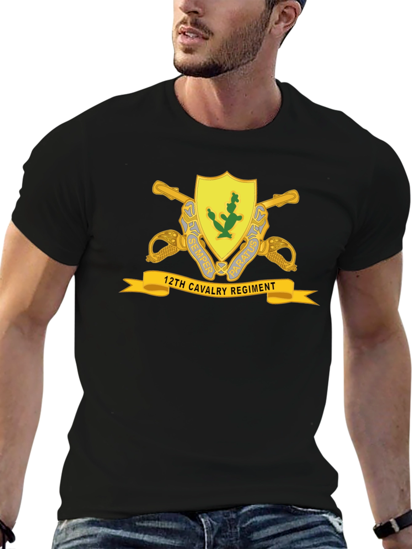 12th Cavalry Regiment Black T-Shirt