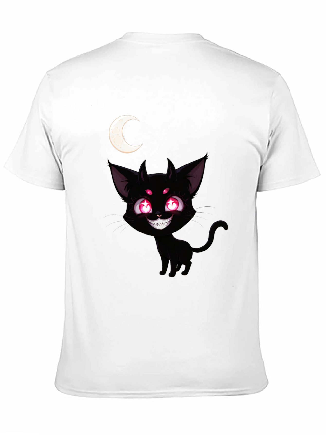 Creepy Cute Black Cat Moon Graphic Tee