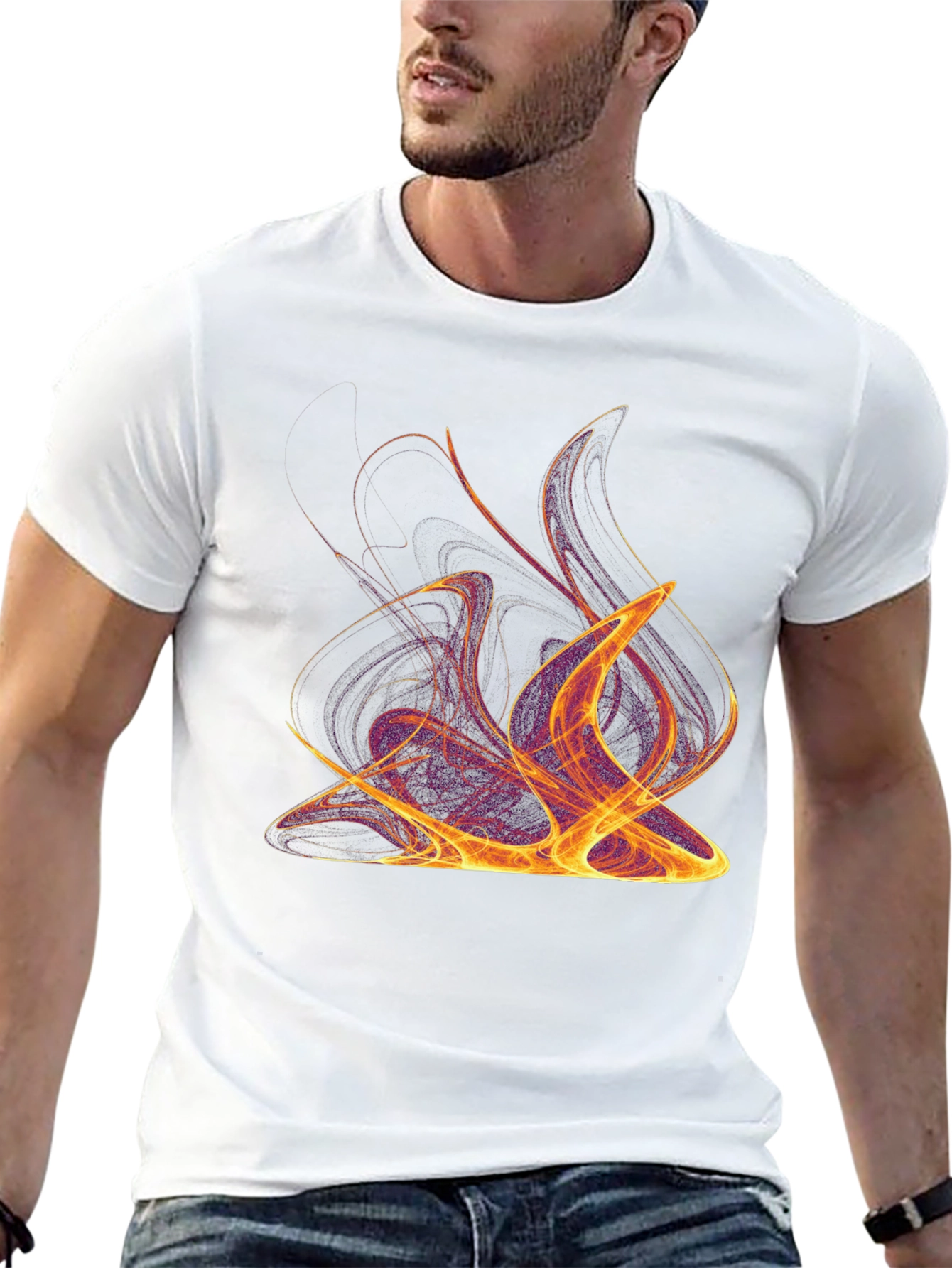 Abstract Flame Graphic Tee - Premium Black T-Shirt