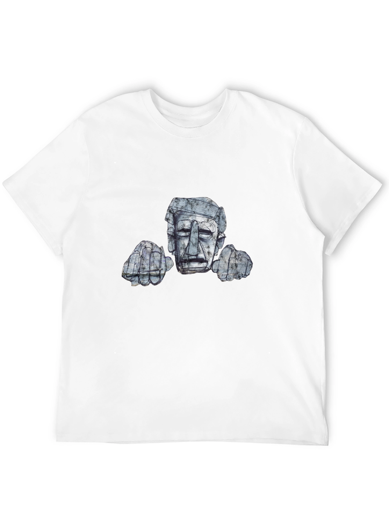 Abstract Stone Head Graphic Tee - Modern Art Design
