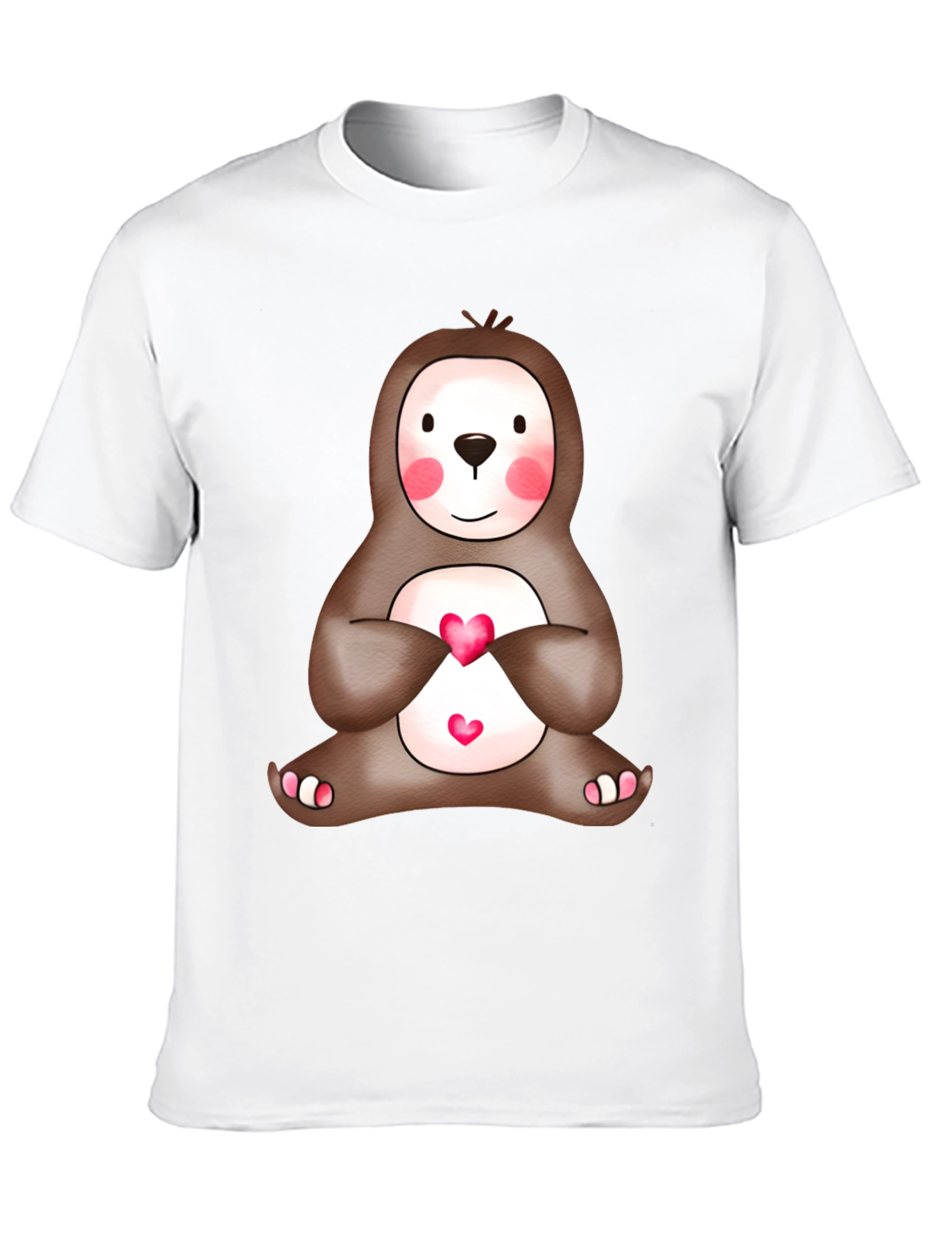 Cute Sloth Heart T-Shirt - Mens Black Tee