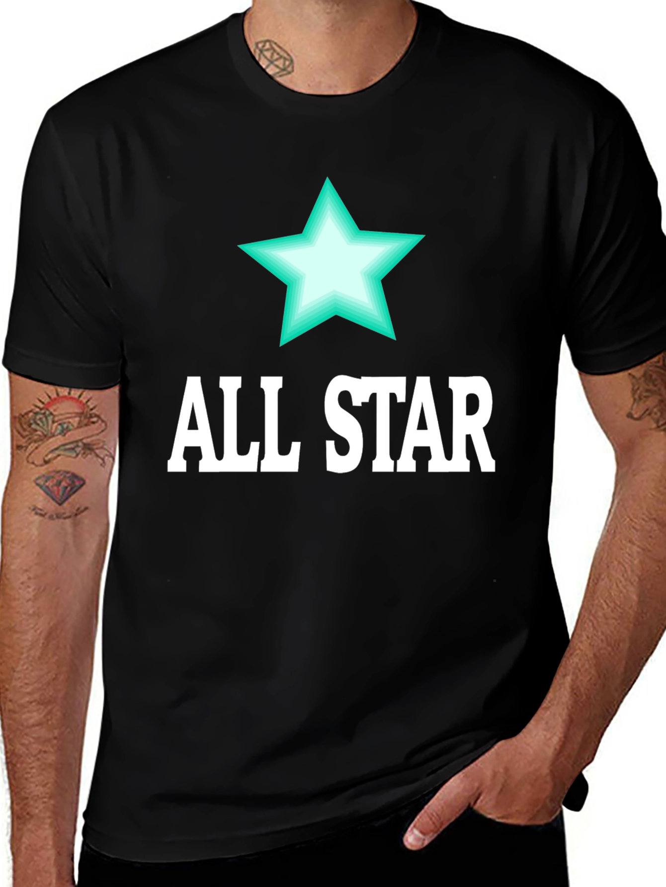 All Star Graphic Tee - Mens Black Cotton T-Shirt