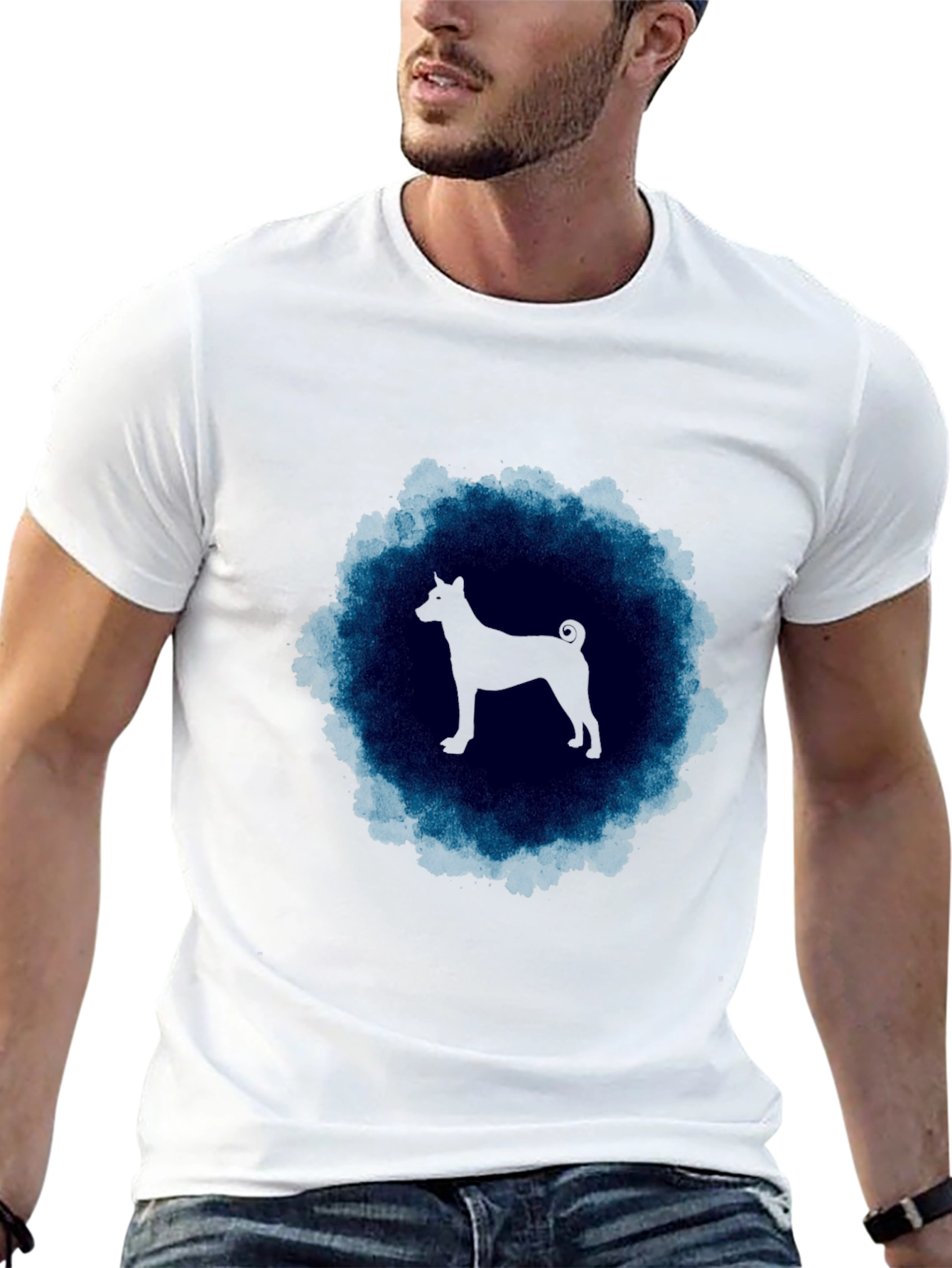 Basenji Silhouette T-Shirt - Mens Black Tee