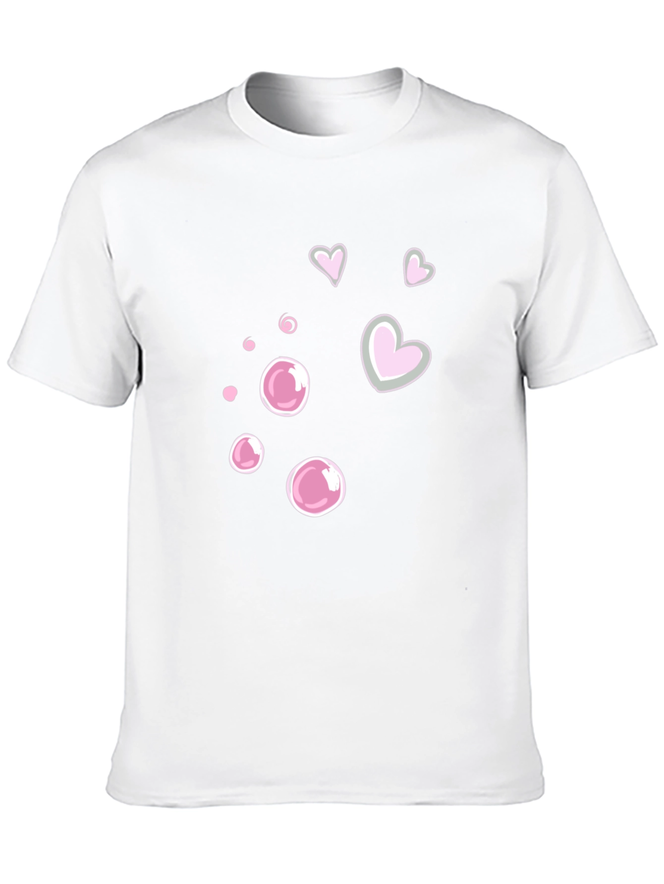 Cute Bubble & Heart Graphic Black Tee