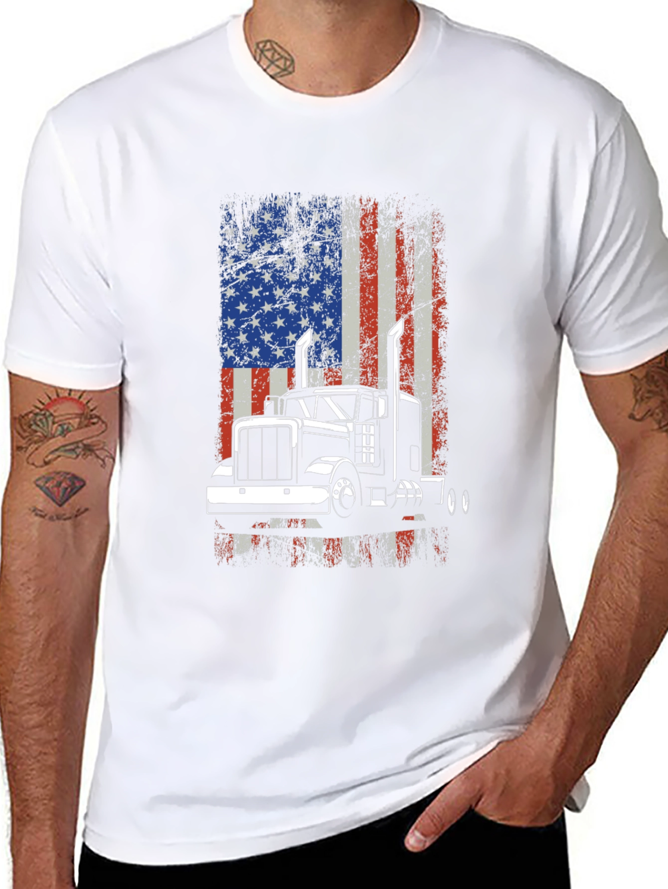 American Trucker Flag Graphic T-Shirt