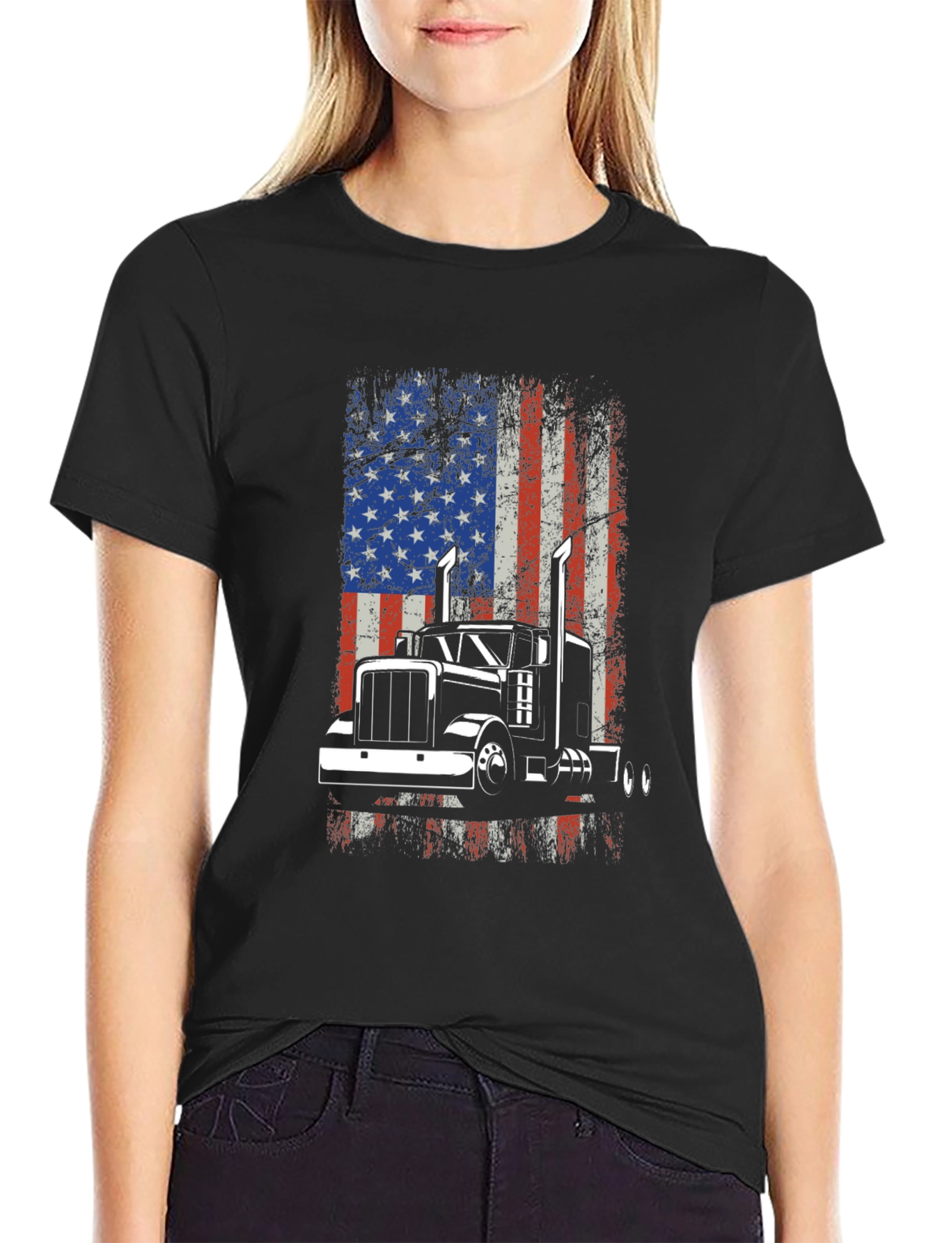 American Trucker Flag Graphic T-Shirt