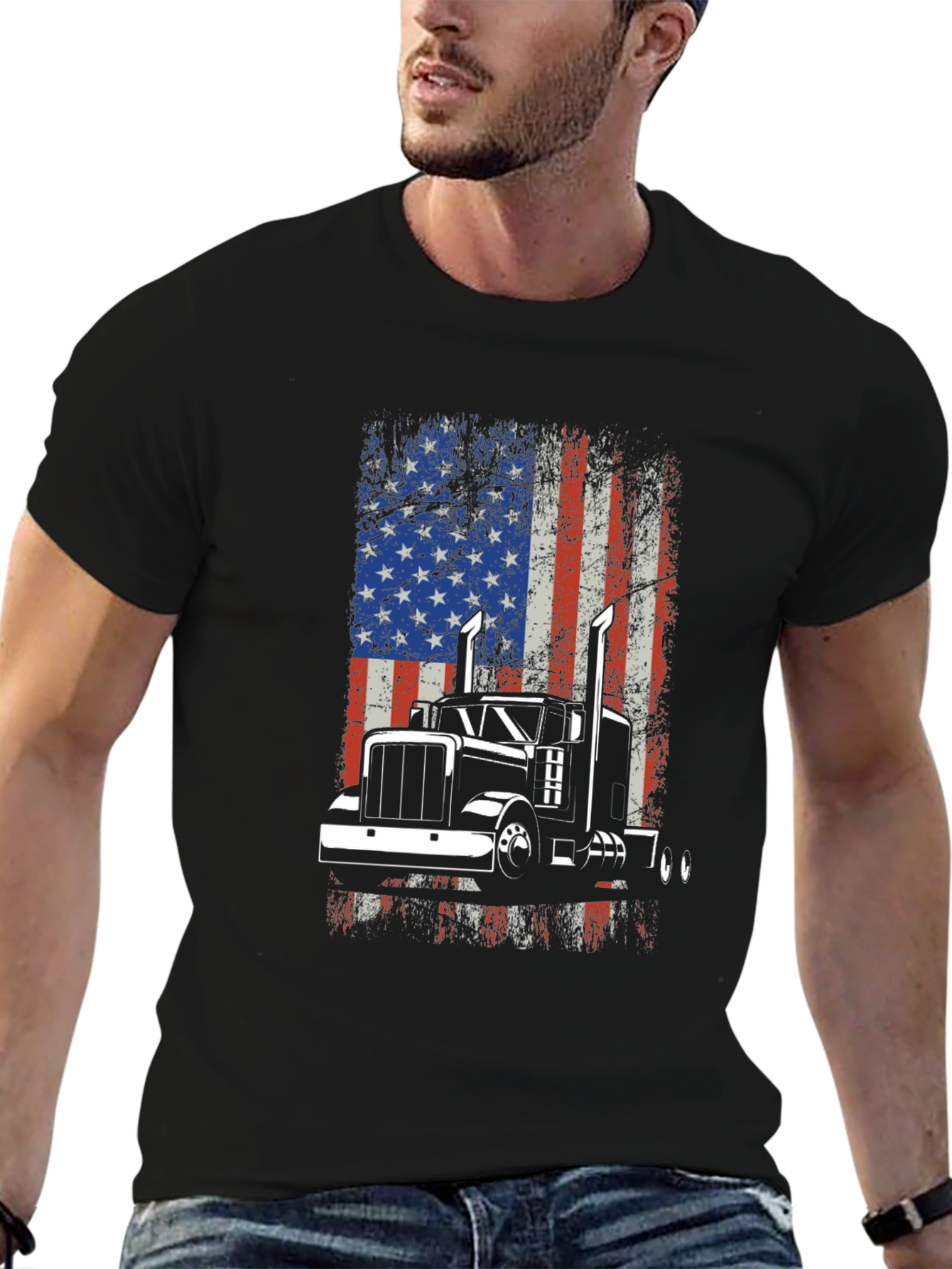 American Trucker Flag Graphic T-Shirt