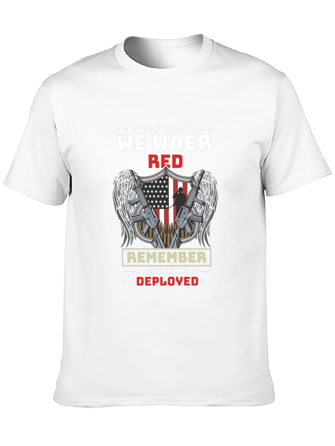 On Friday We Wear Red T-Shirt Remember Everyone Deployed