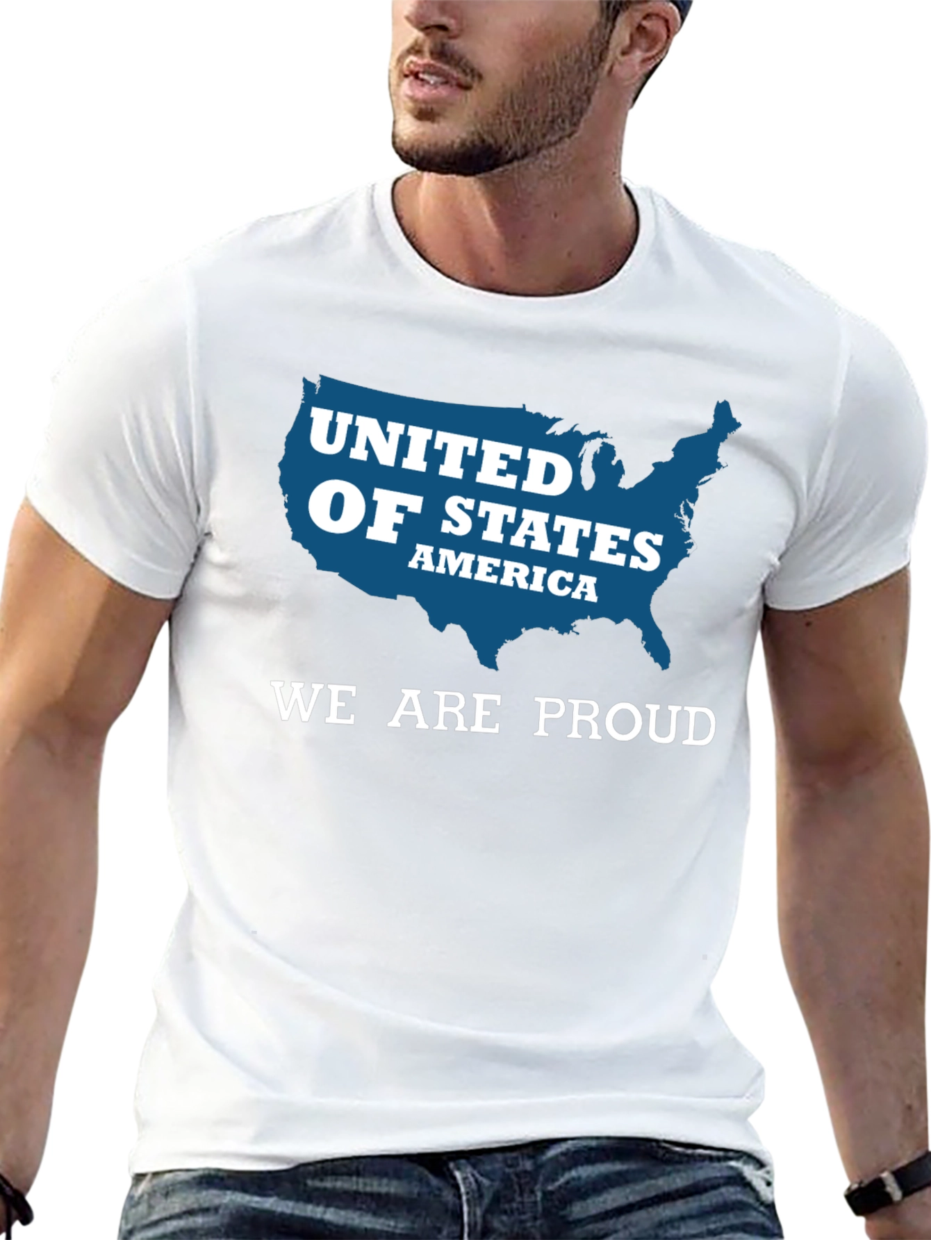 Proud USA Patriotic T-Shirt - United States Map Design