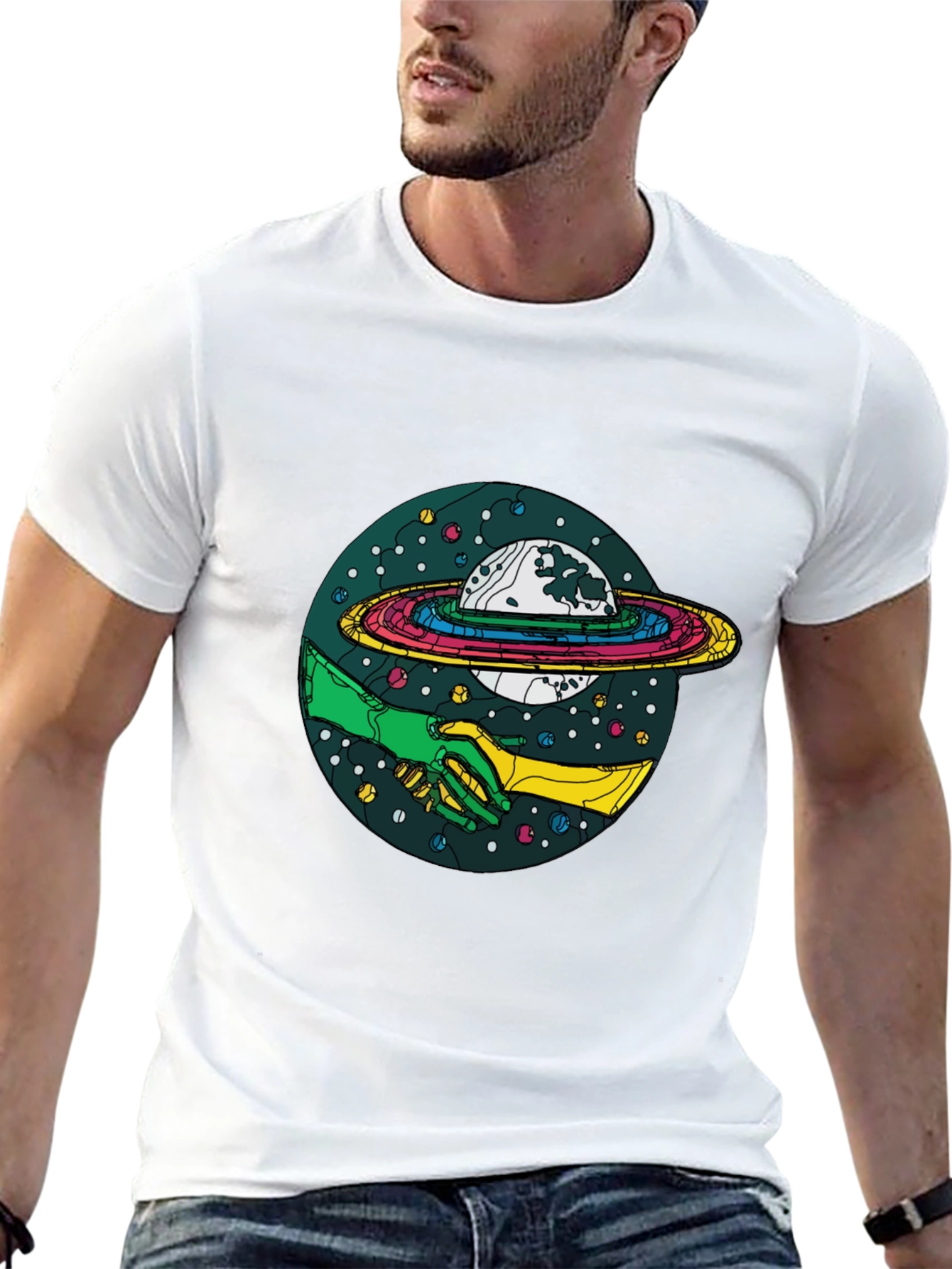 Cosmic Handshake Graphic Tee - Black