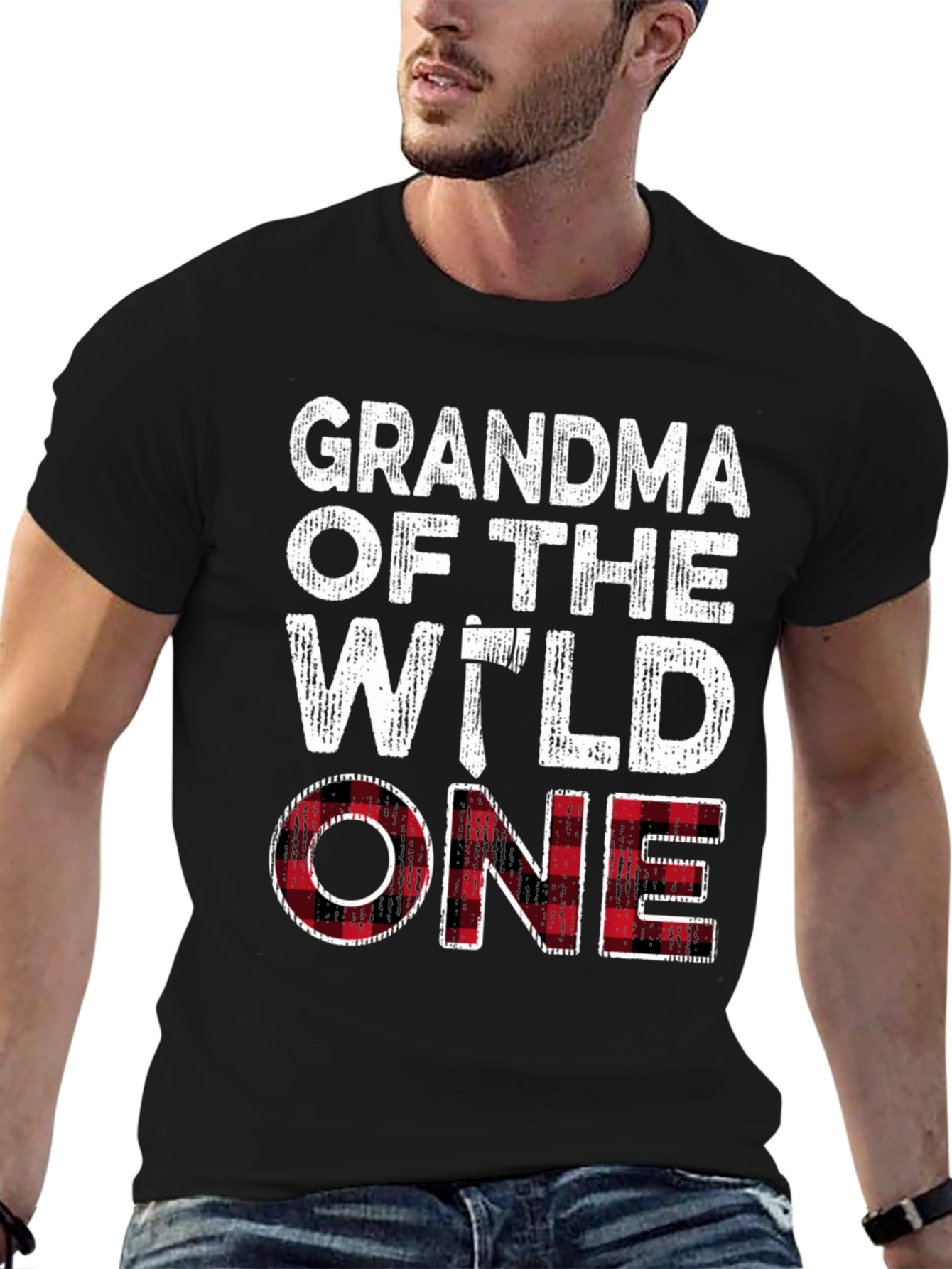 Grandma of the Wild One Plaid T-Shirt
