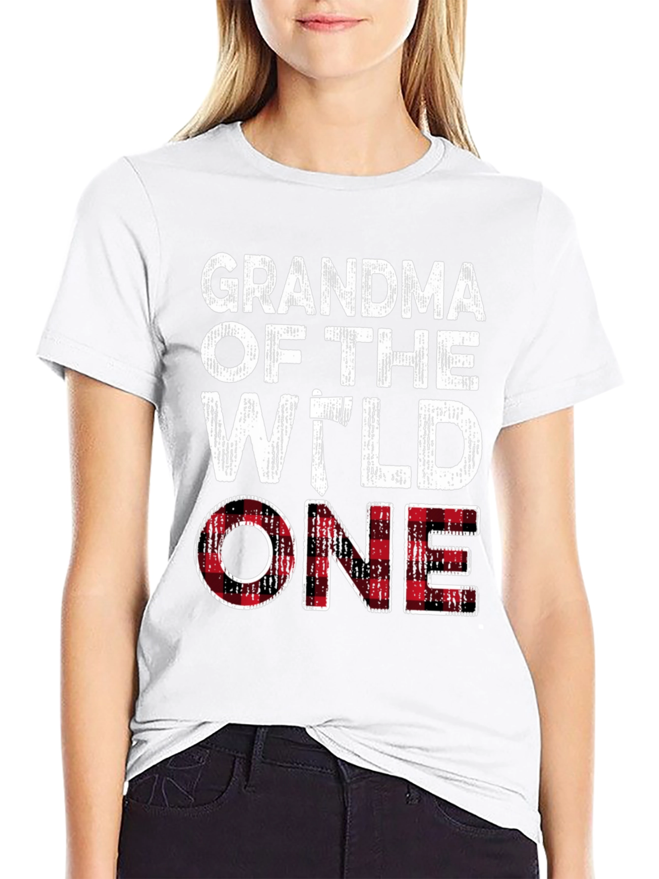 Grandma of the Wild One Plaid T-Shirt