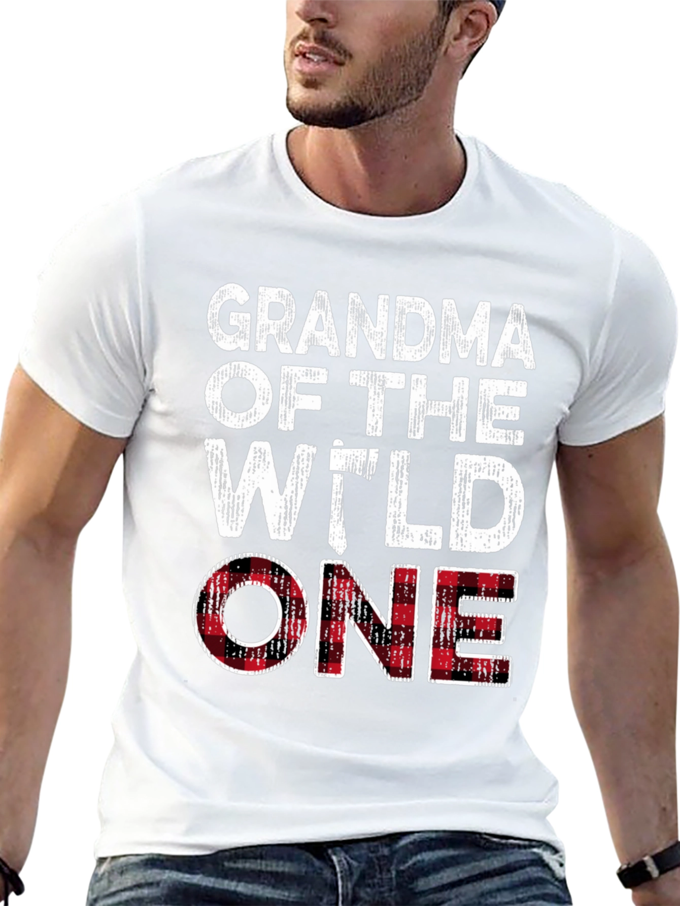 Grandma of the Wild One Plaid T-Shirt