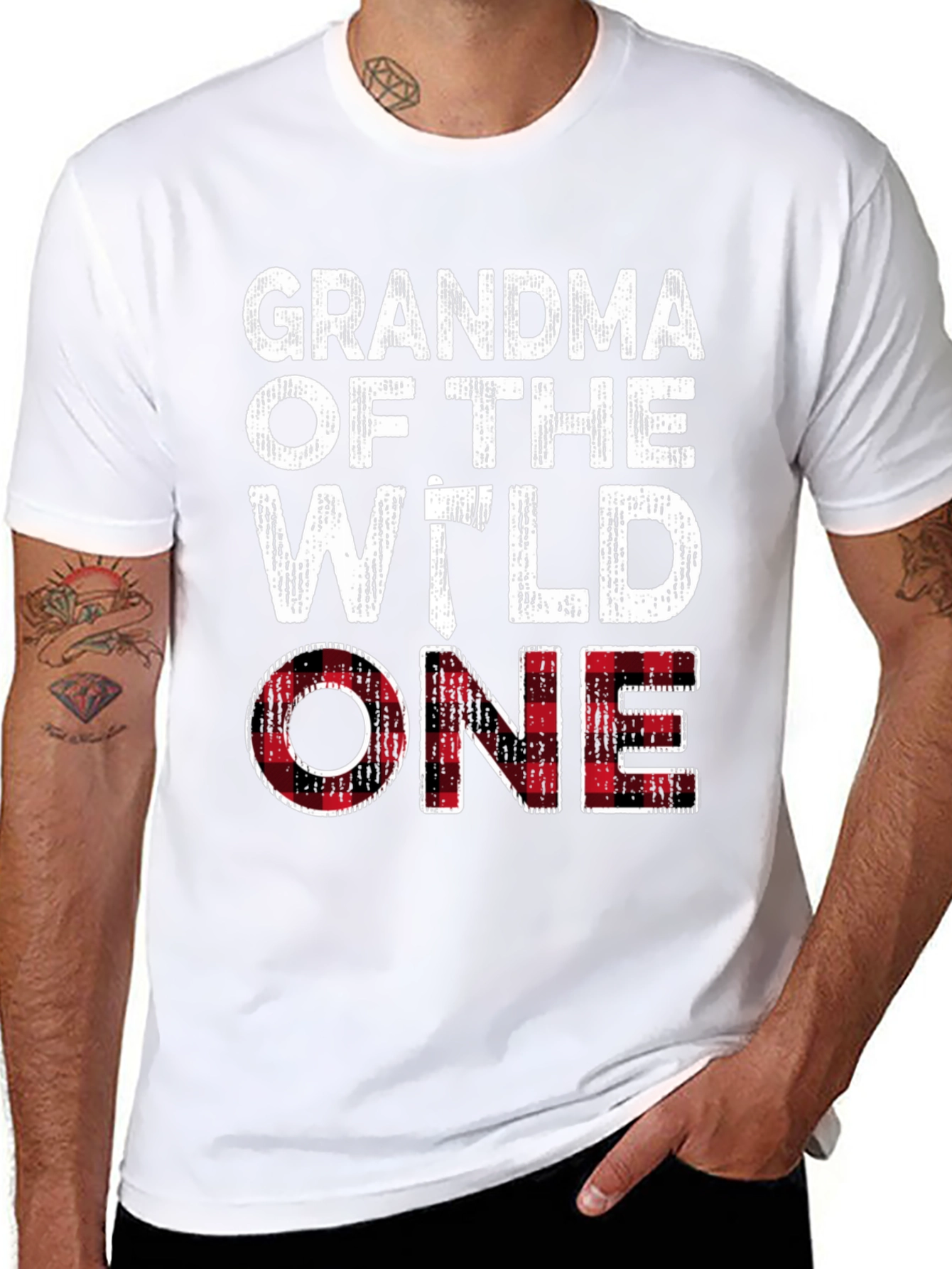 Grandma of the Wild One Plaid T-Shirt