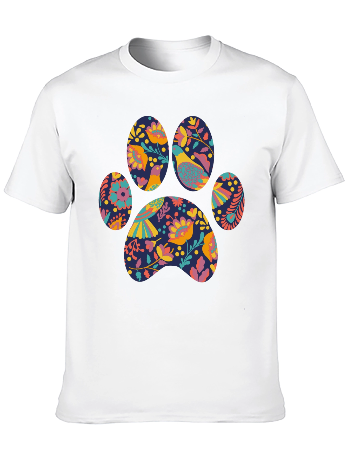 Floral Paw Print T-Shirt - Unique Graphic Tee