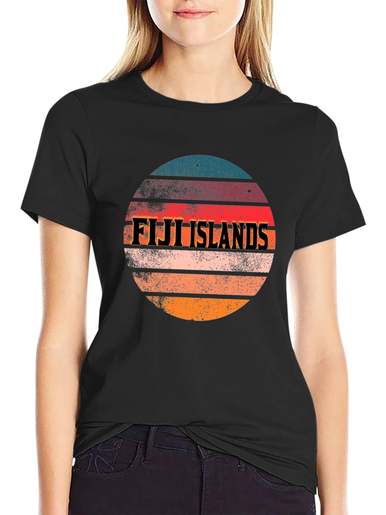 Fiji Islands Retro Sunset Graphic T-Shirt