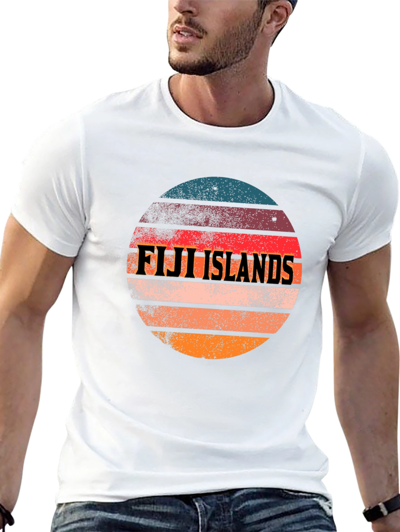 Fiji Islands Retro Sunset Graphic T-Shirt