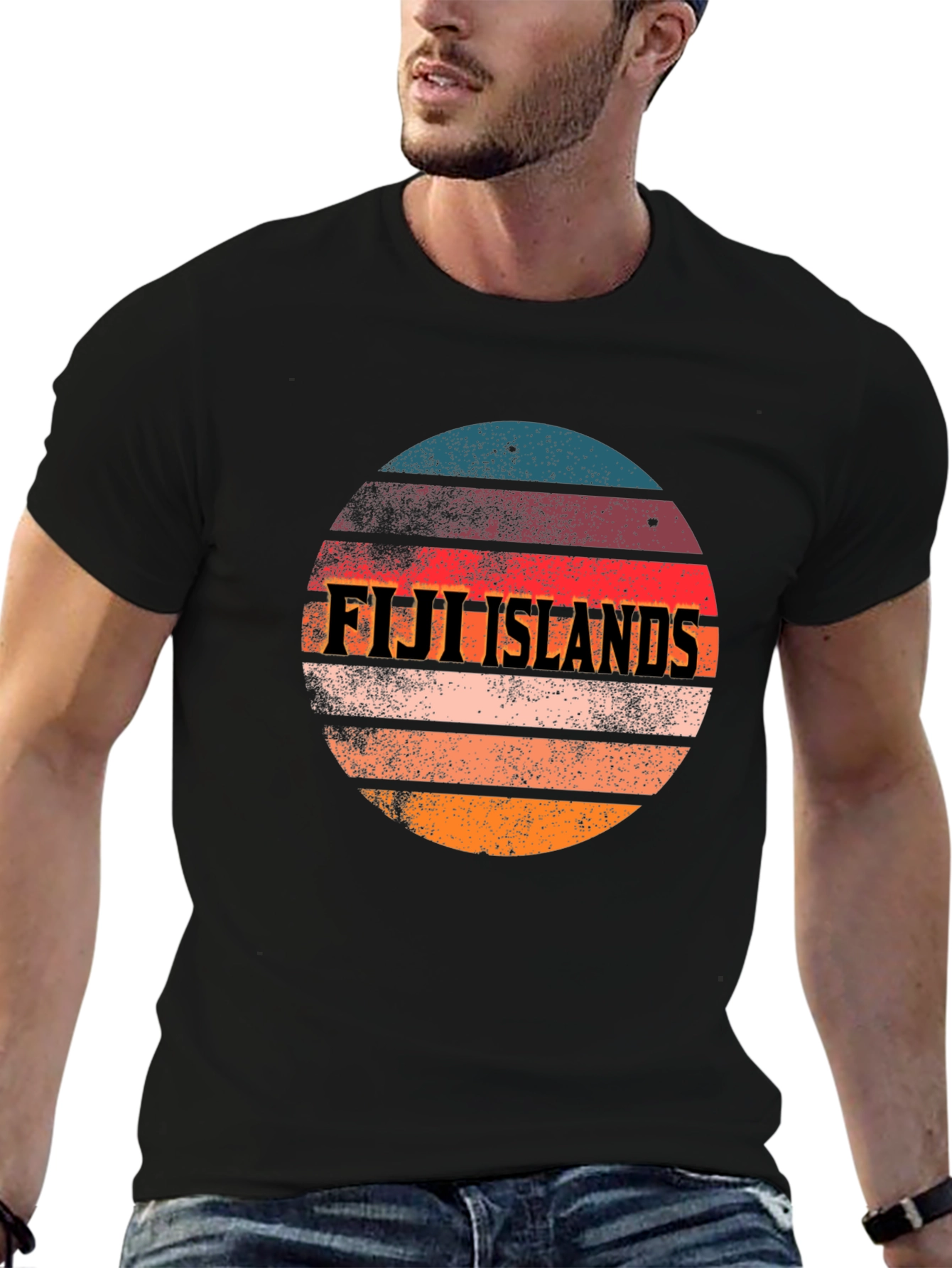 Fiji Islands Retro Sunset Graphic T-Shirt