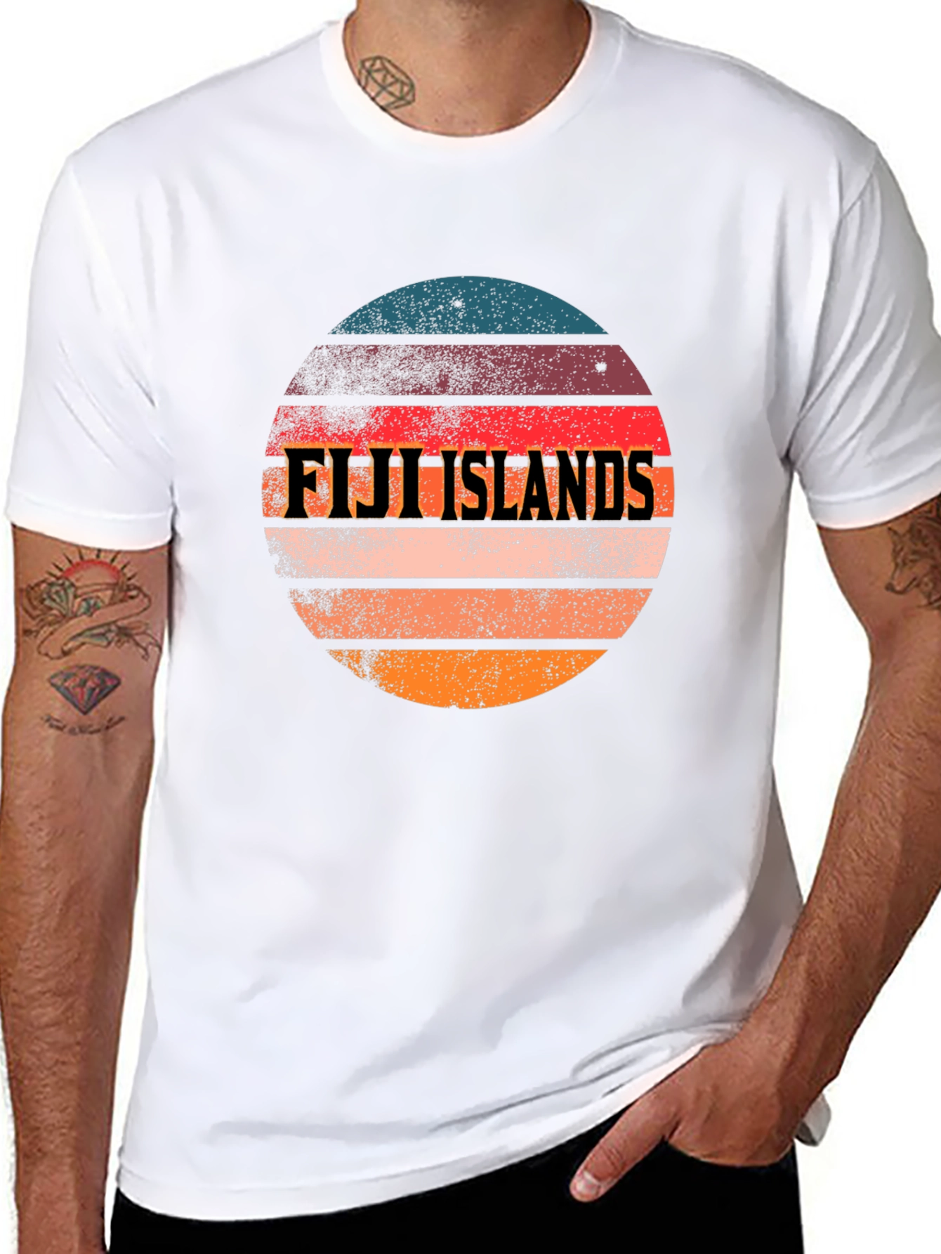 Fiji Islands Retro Sunset Graphic T-Shirt