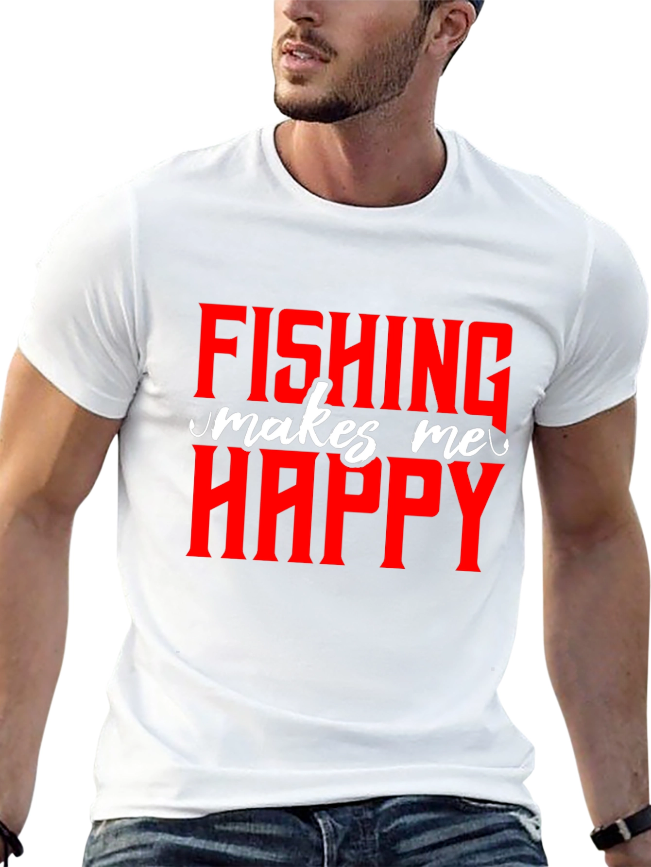 Fishing Makes Me Happy - Graphic T-Shirt