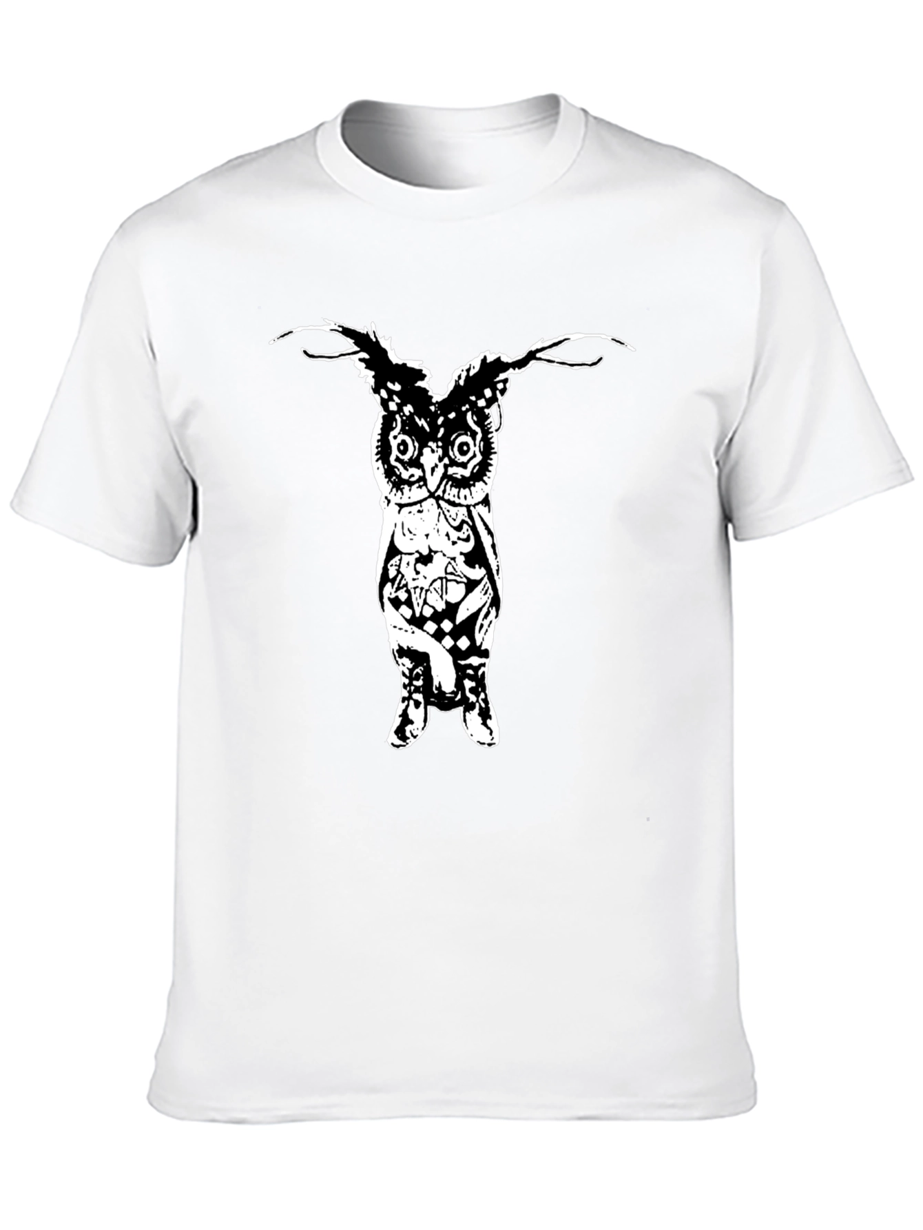 Mens Black Graphic T-Shirt - Owl Design