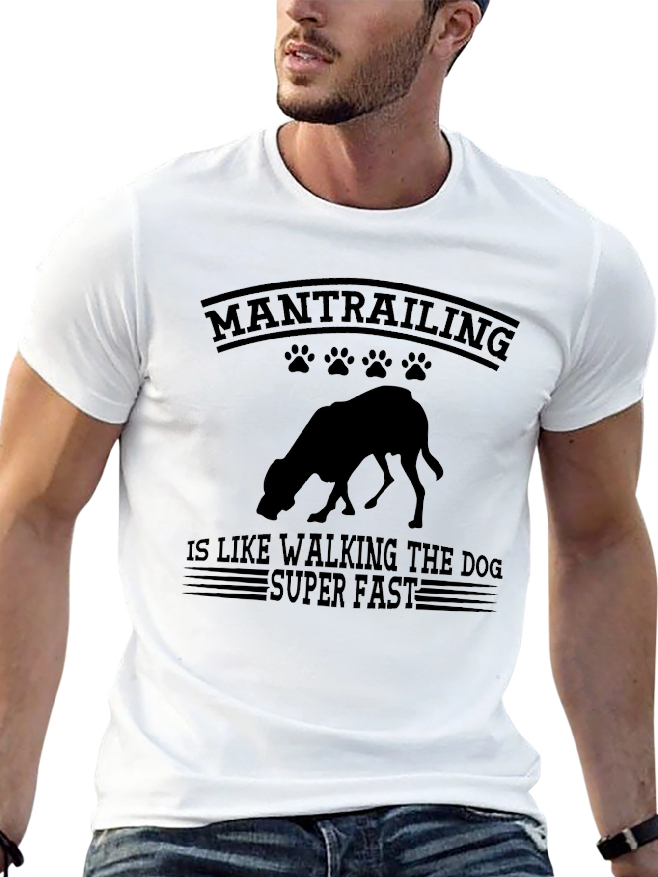 ManTrailing Dog Graphic Tee - Fast Dog Walking