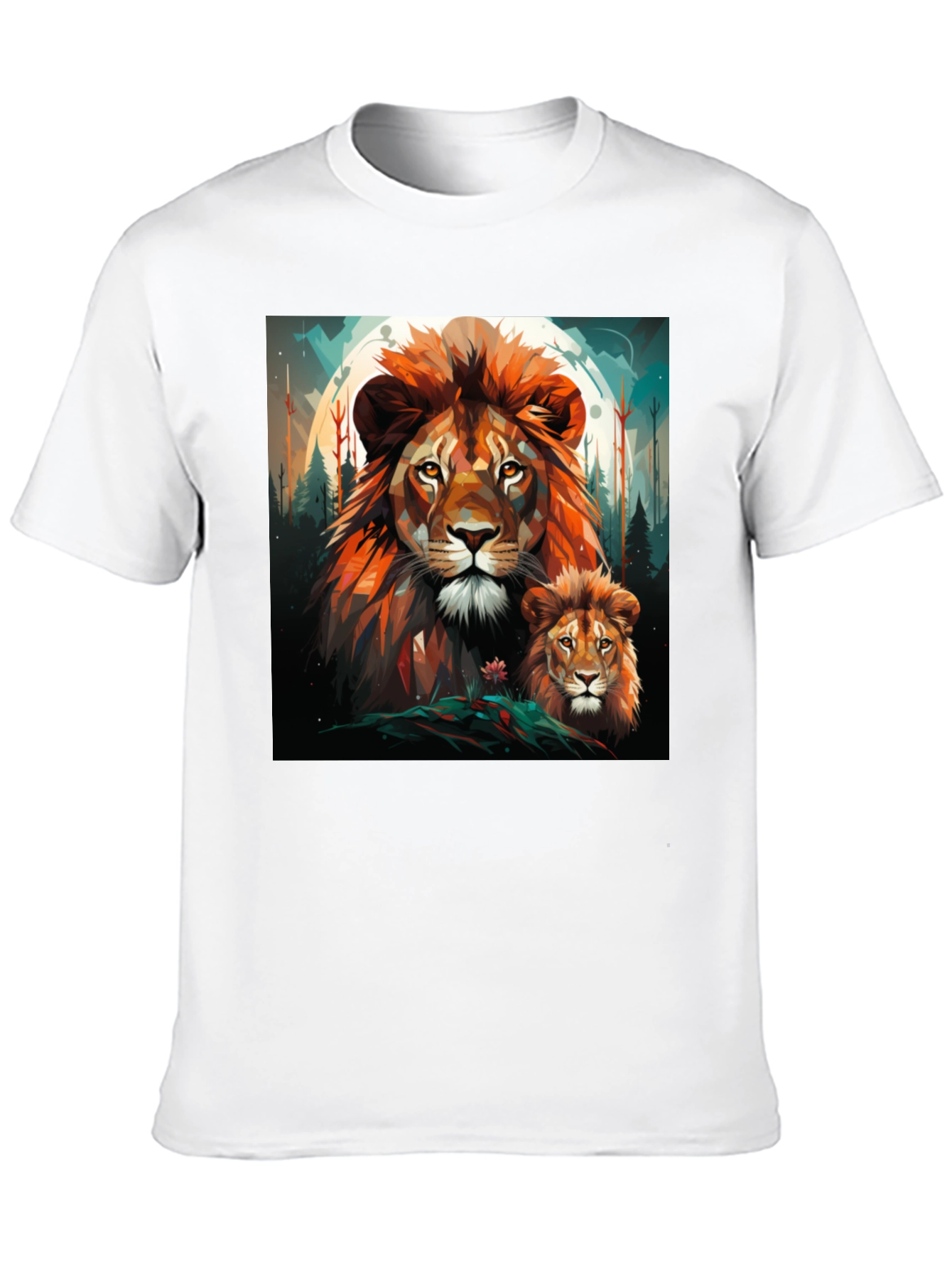 Lion Family Graphic Print Black Tee