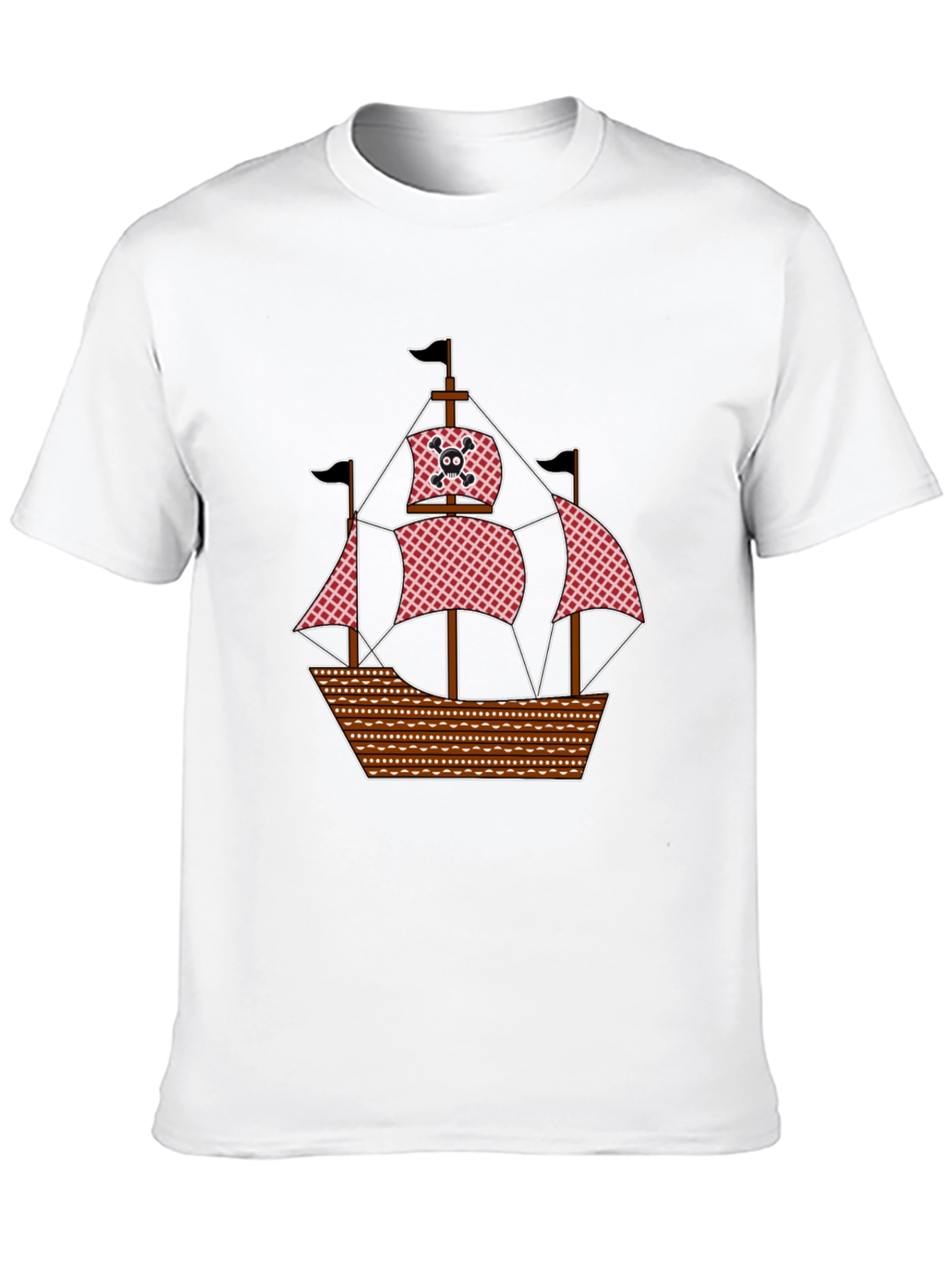 Pirate Ship Graphic T-Shirt - Black Cotton Tee