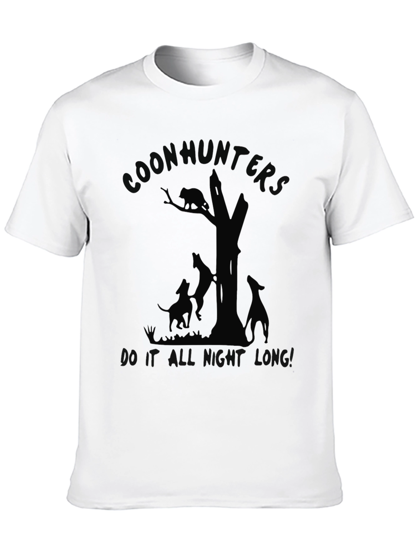 Coon Hunters All Night Long Black Graphic Tee