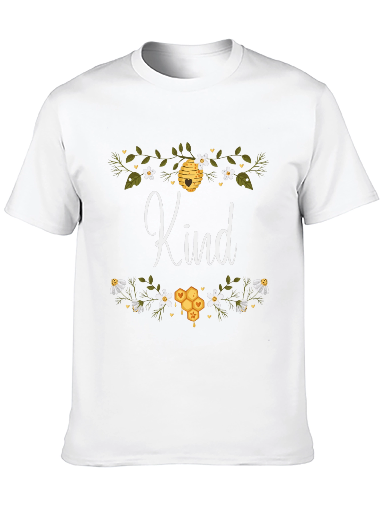 Kind Bee T-Shirt - Floral Honeycomb Design