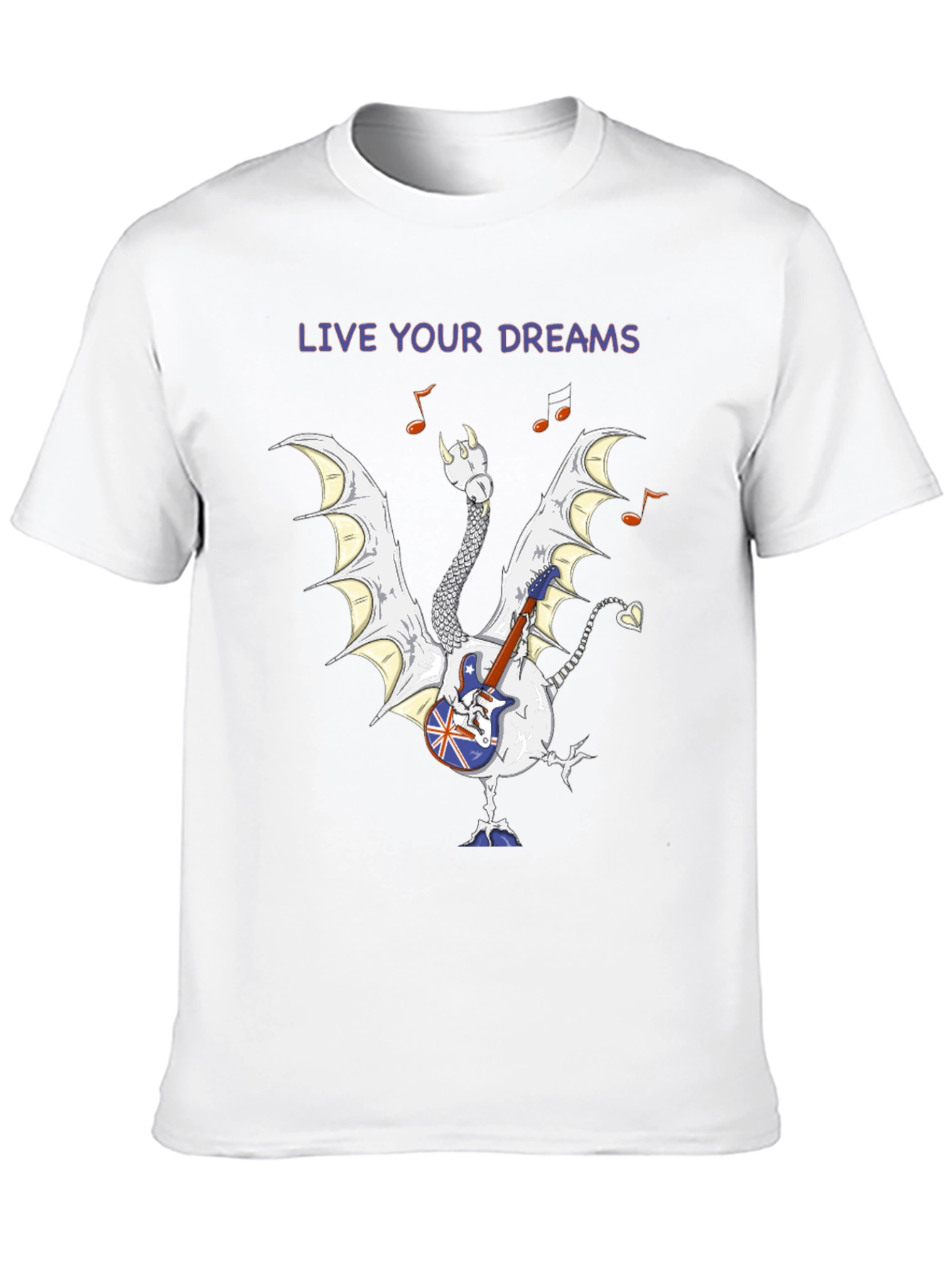 Live Your Dreams Dragon Guitarist Graphic Tee