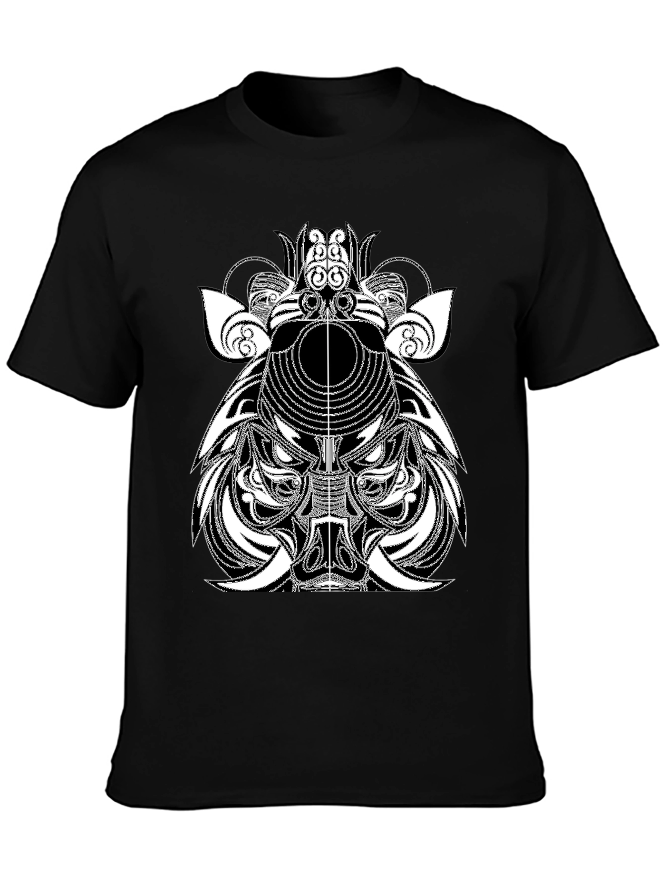 Abstract Boar Graphic Tee - Black Casual T-Shirt