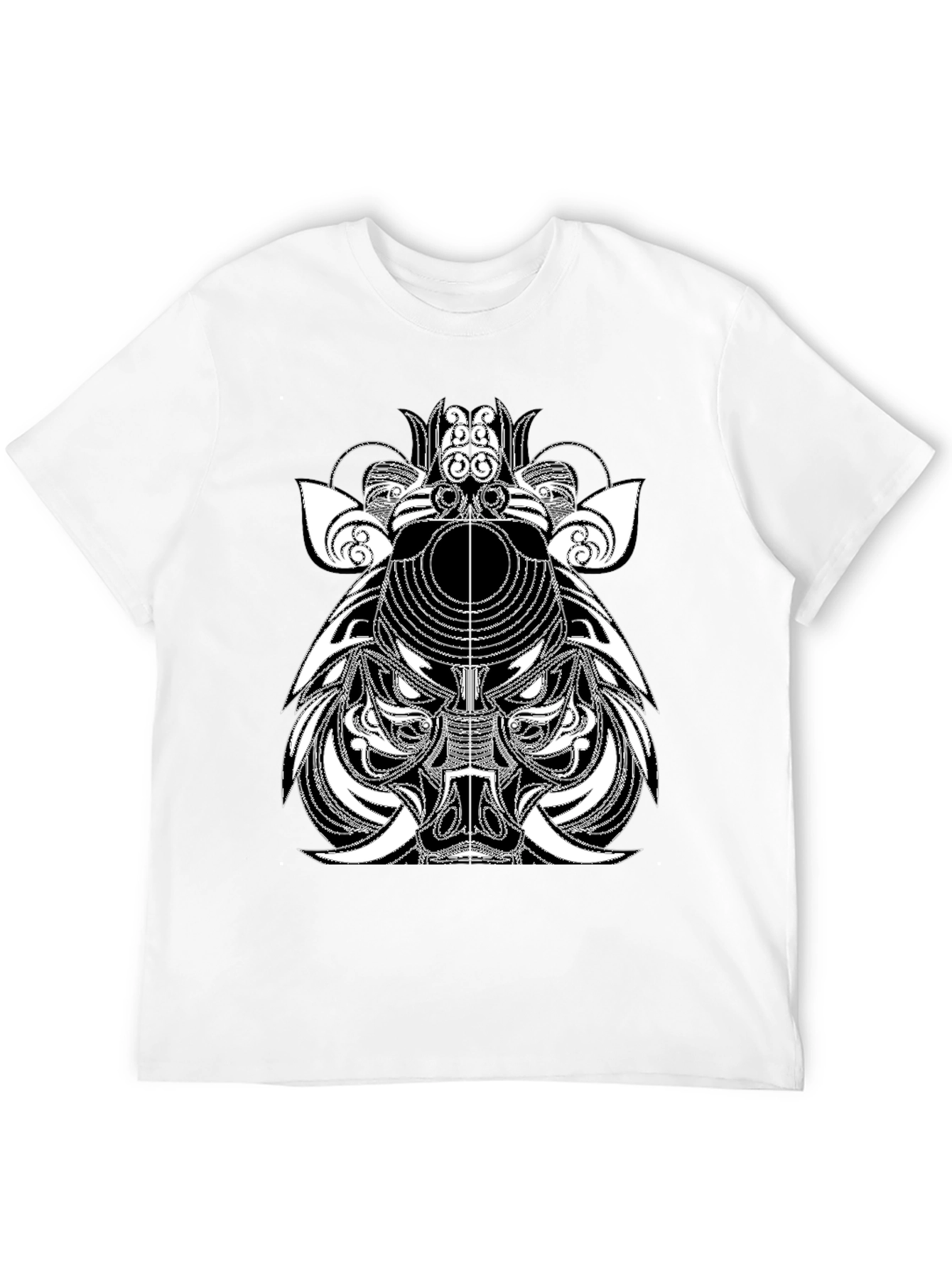 Abstract Boar Graphic Tee - Black Casual T-Shirt