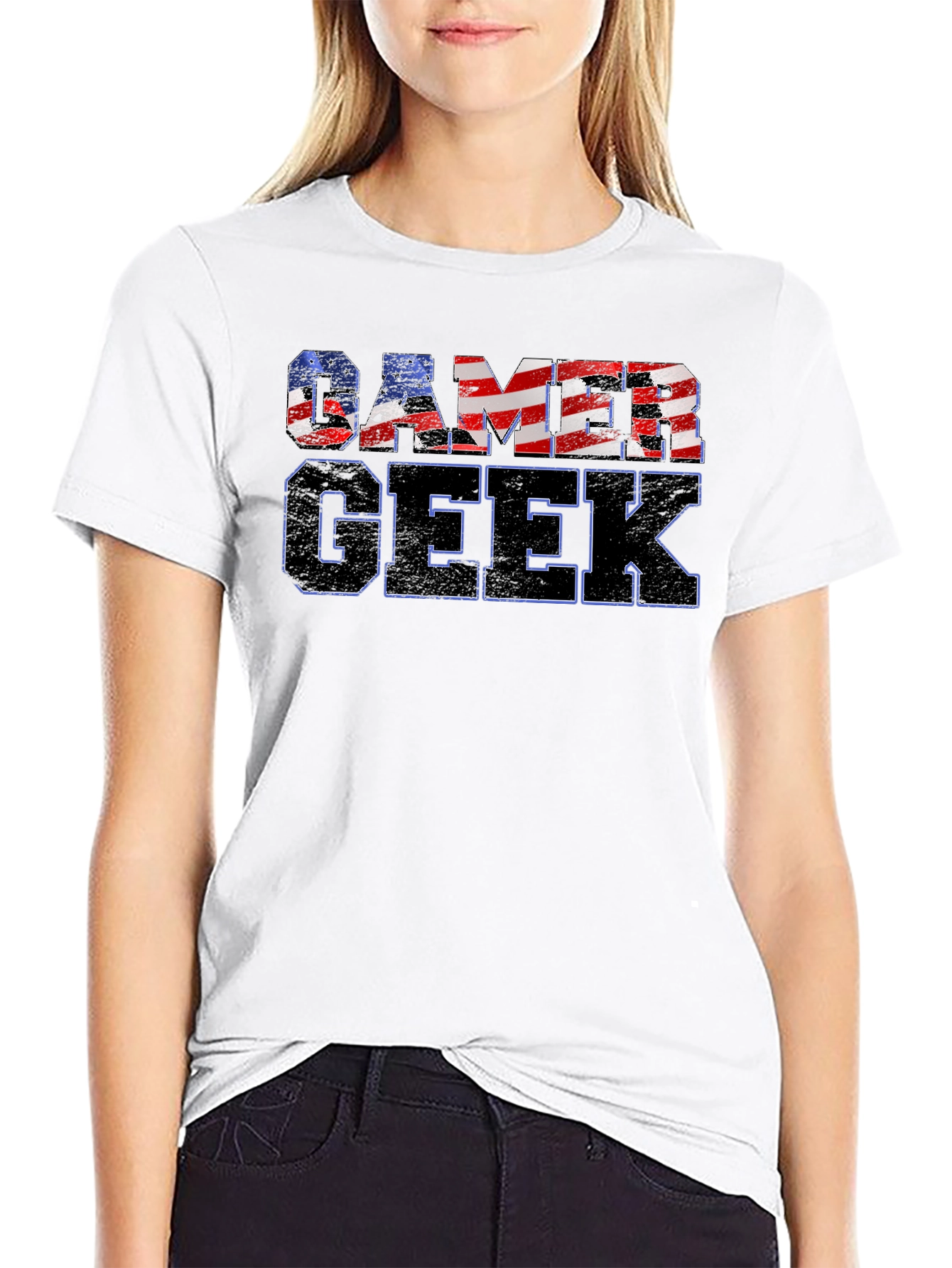 Gamer Geek USA Flag Graphic T-Shirt