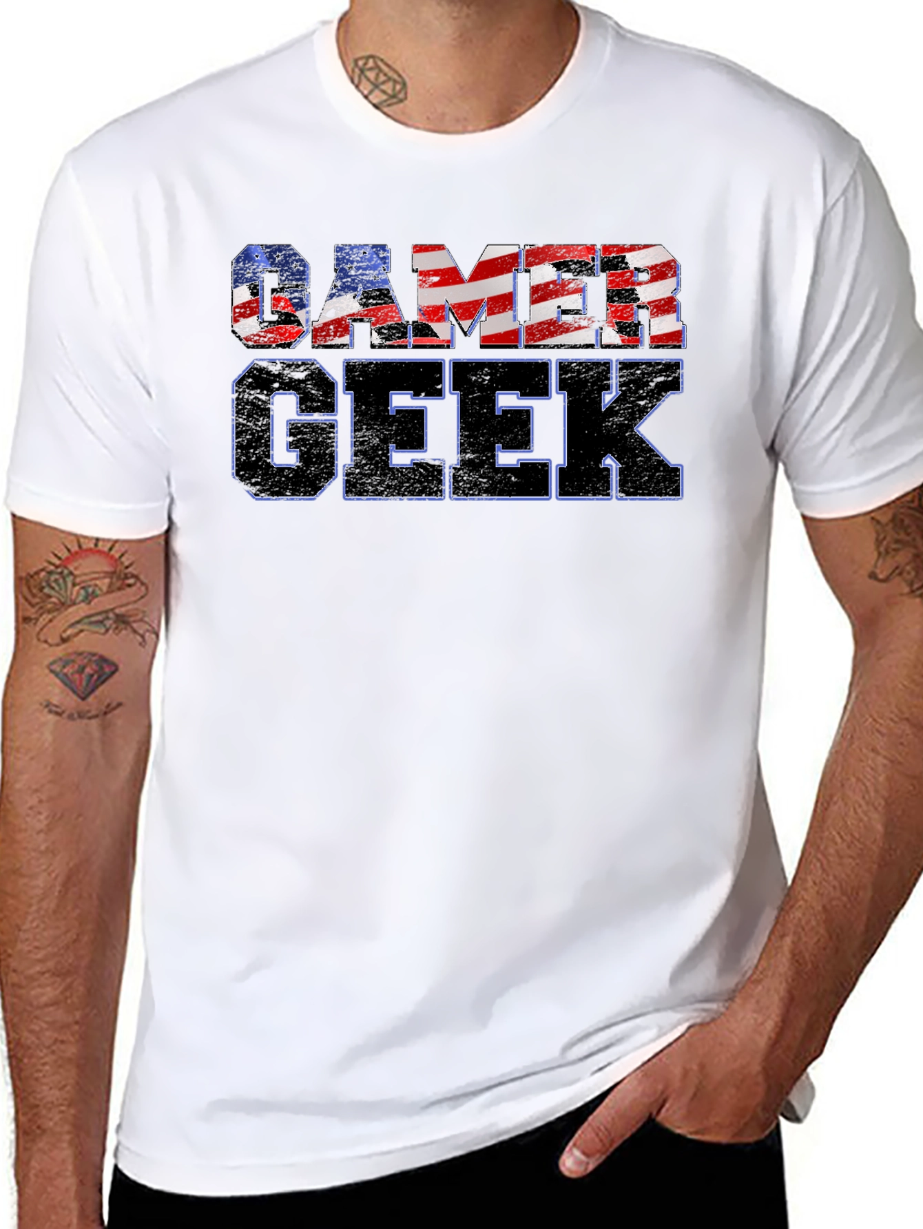 Gamer Geek USA Flag Graphic T-Shirt
