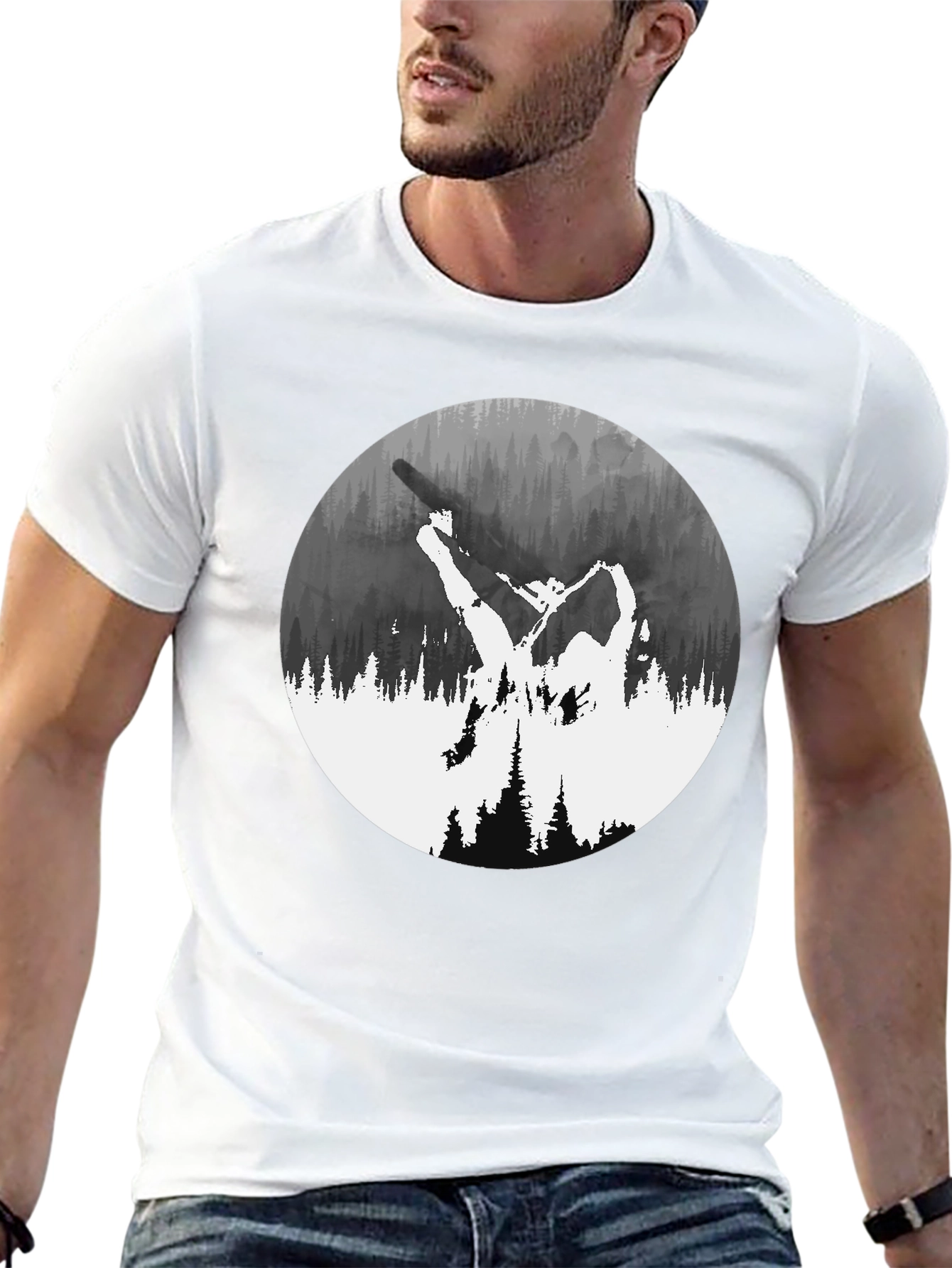 Nature Silhouette Graphic Tee - Black