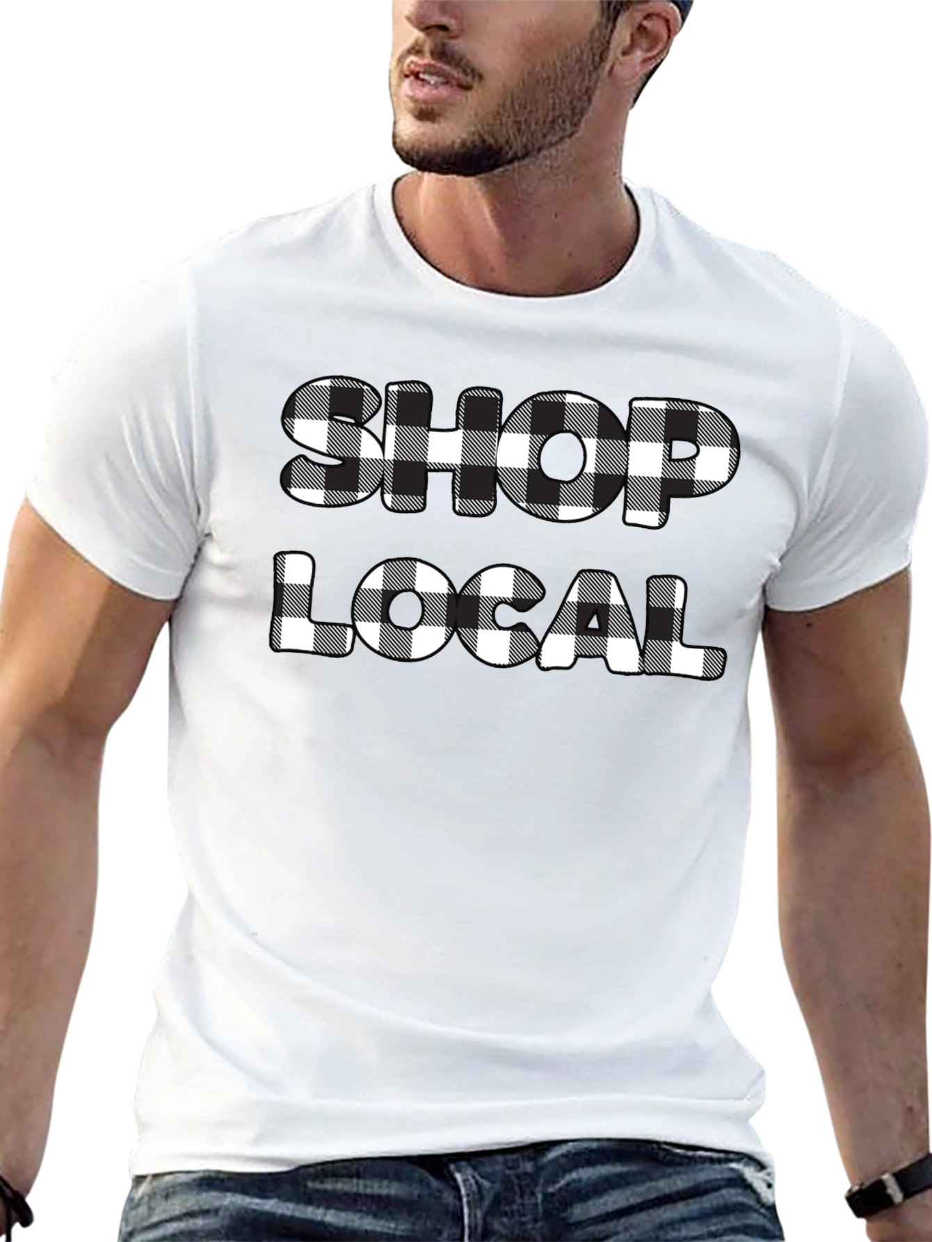 Shop Local Buffalo Plaid Graphic Tee