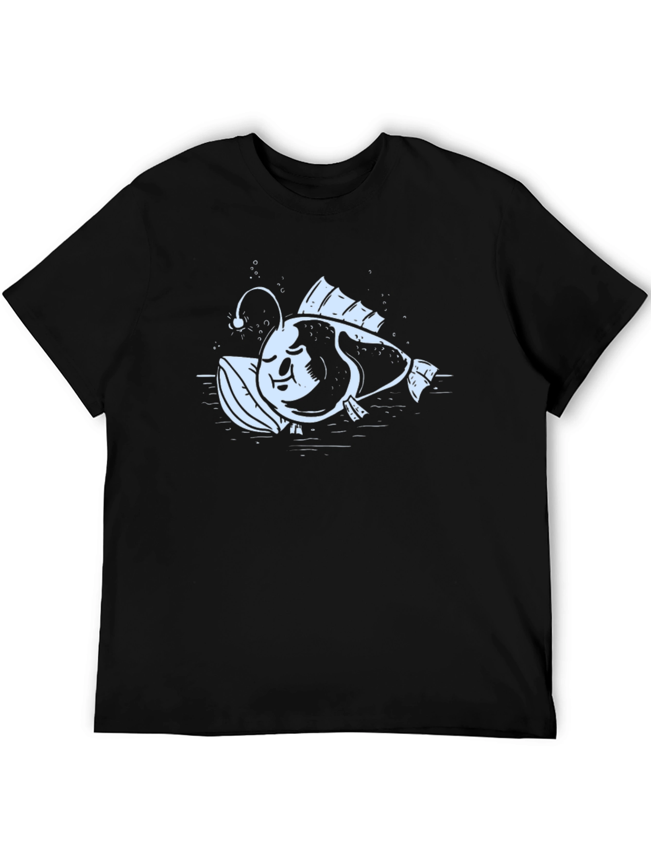 Angler Fish Graphic Print Black T-Shirt