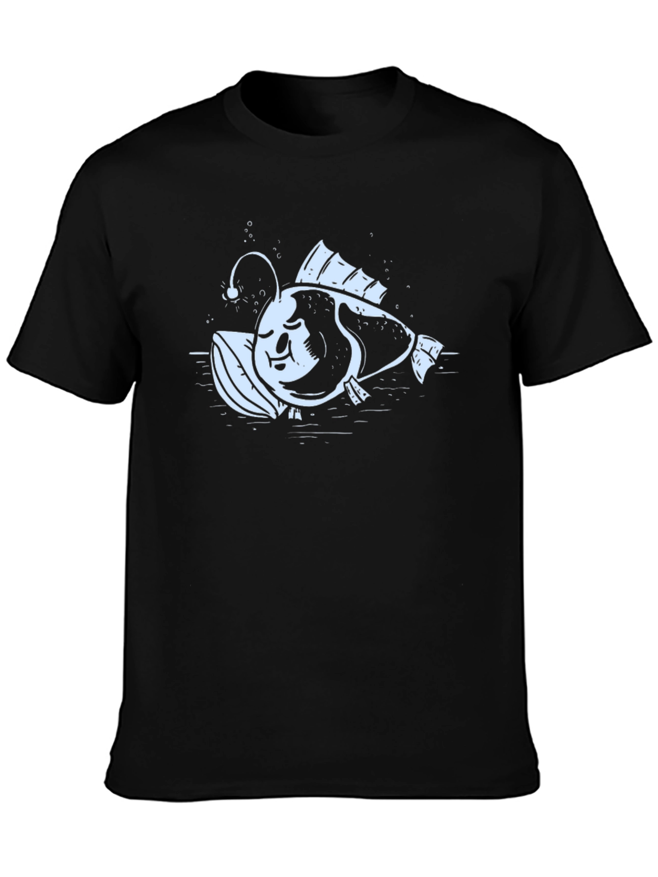 Angler Fish Graphic Print Black T-Shirt