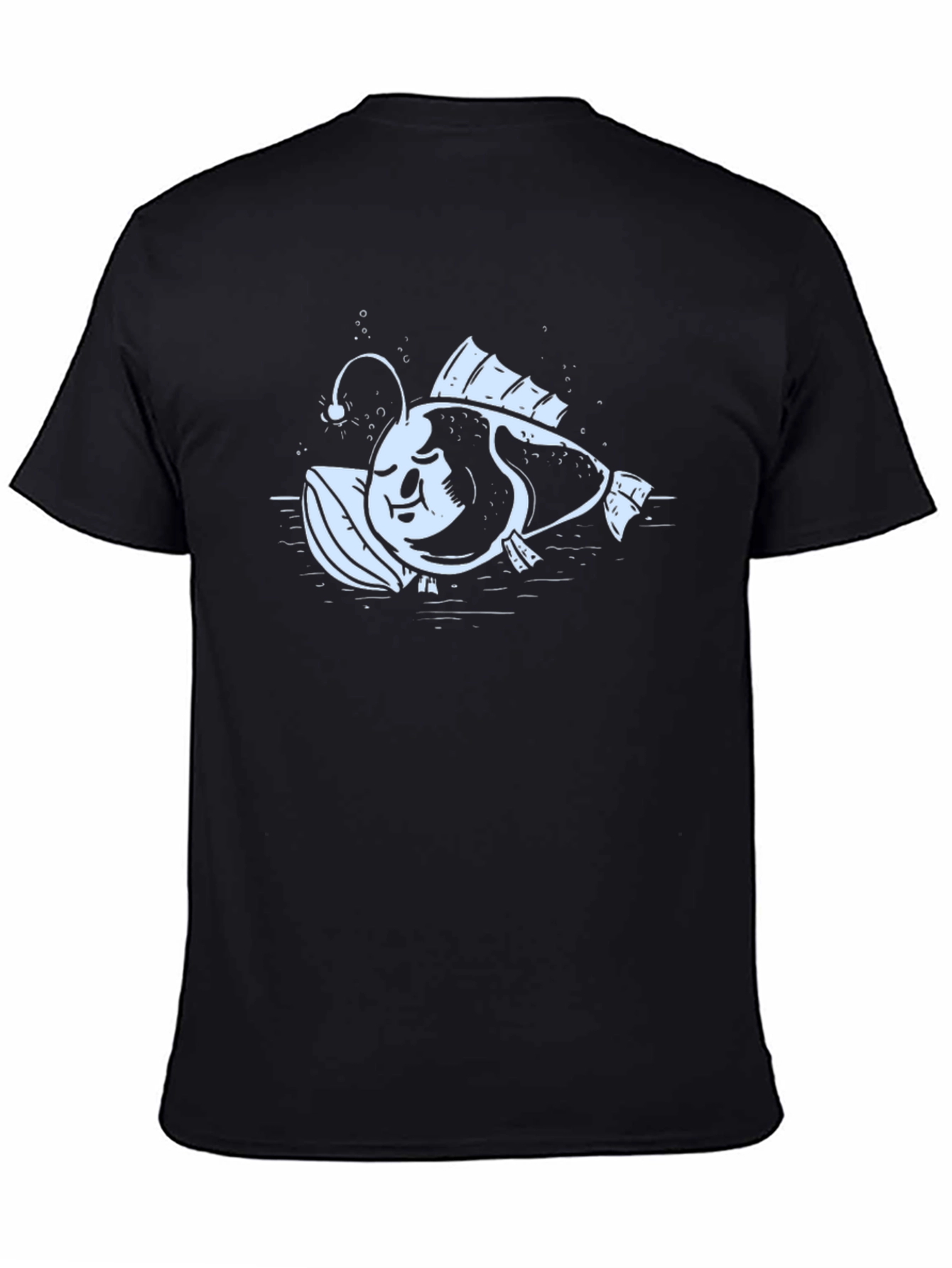 Angler Fish Graphic Print Black T-Shirt