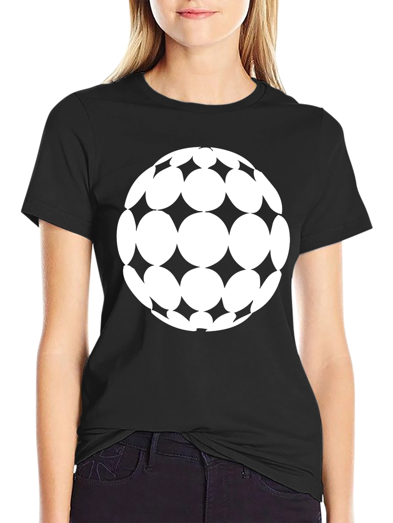 Geometric Sphere Graphic Tee - Black Cotton Blend