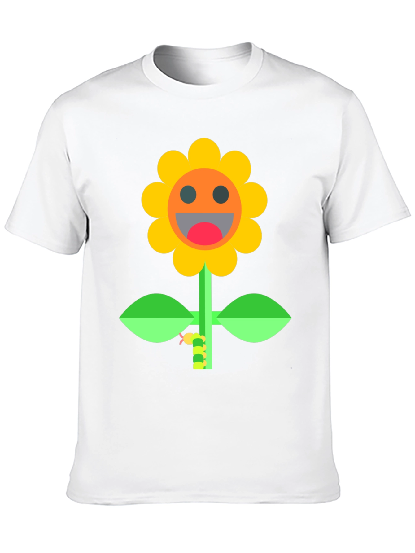 Smiling Sunflower Graphic Tee - Black Cotton Shirt