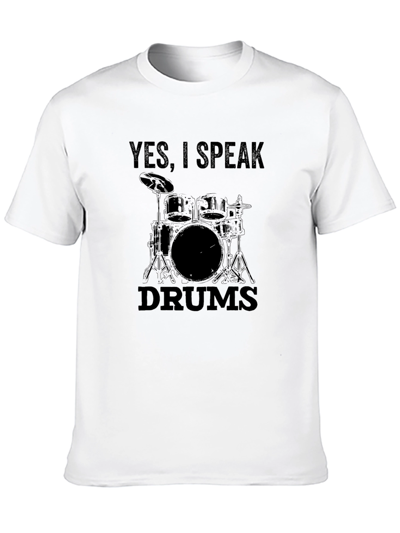 Yes I Speak Drums Black Graphic T-Shirt